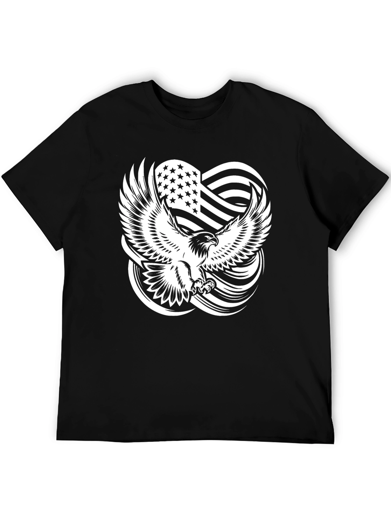 Eagle Flag Graphic Print Black T-Shirt