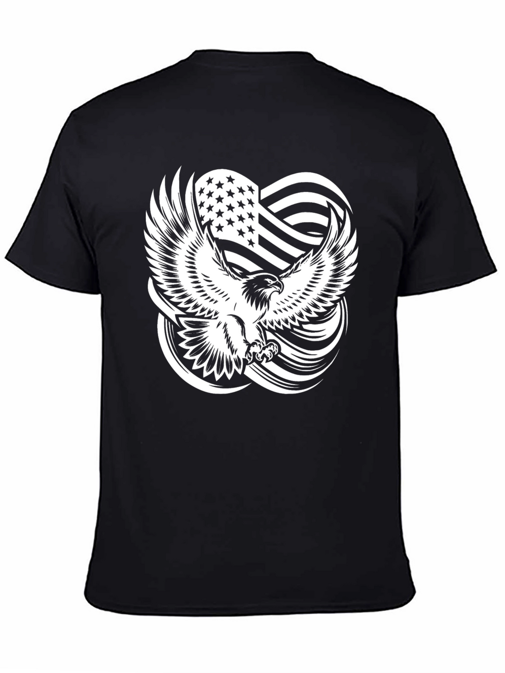 Eagle Flag Graphic Print Black T-Shirt