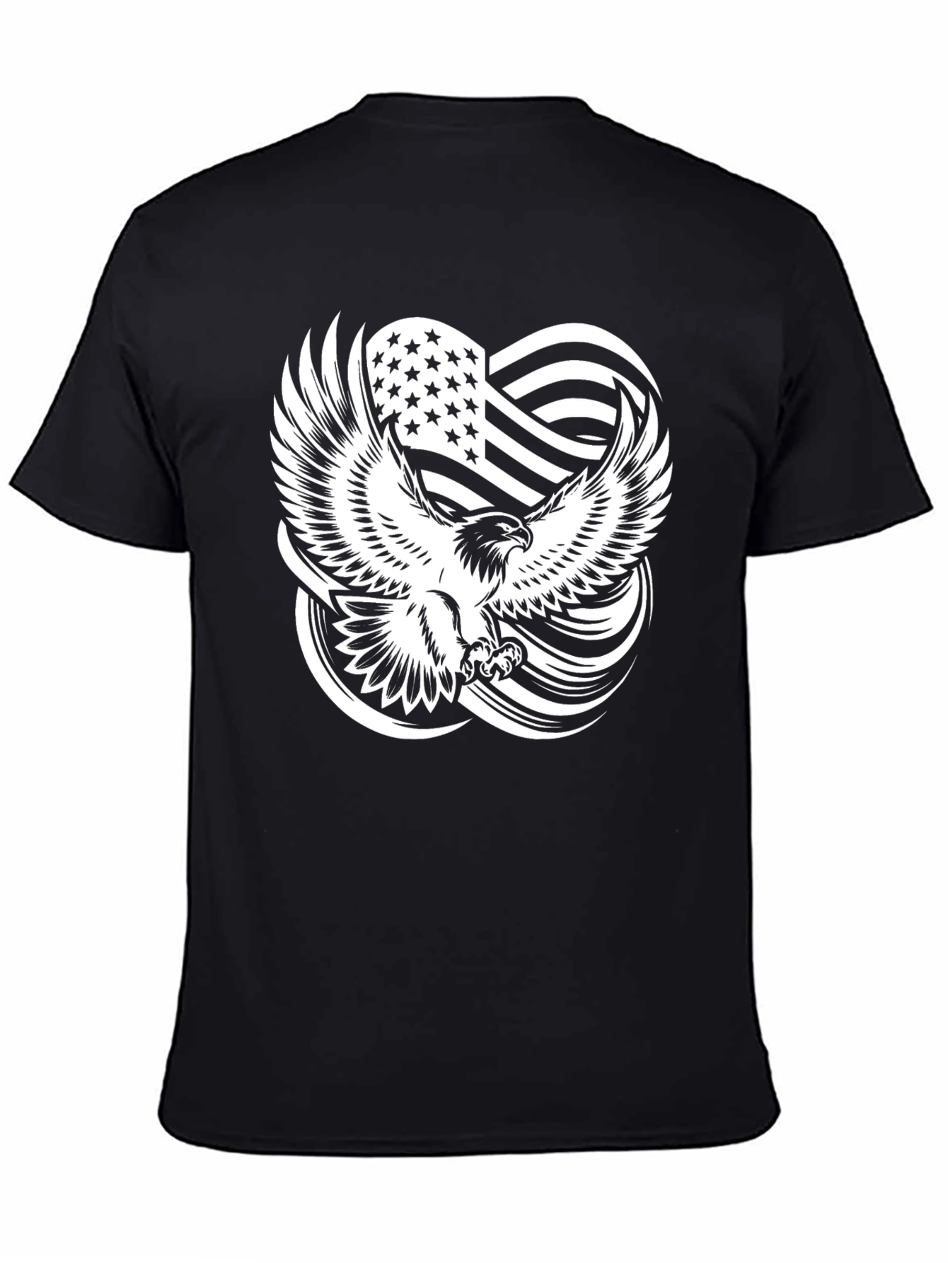 Eagle Flag Graphic Print Black T-Shirt