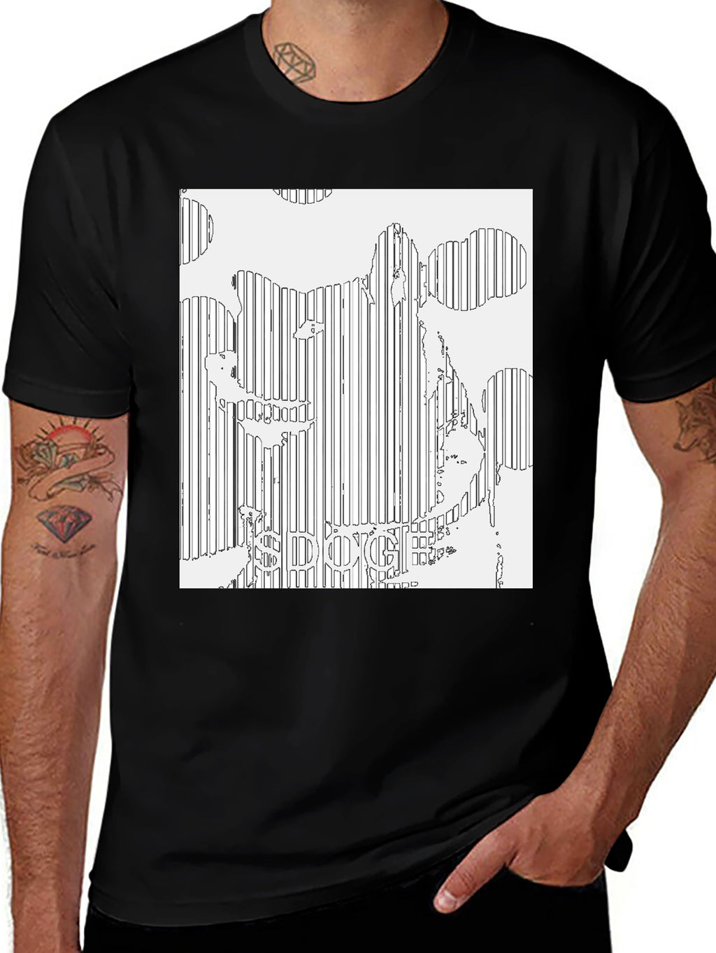 Doge Line Art Black T-Shirt
