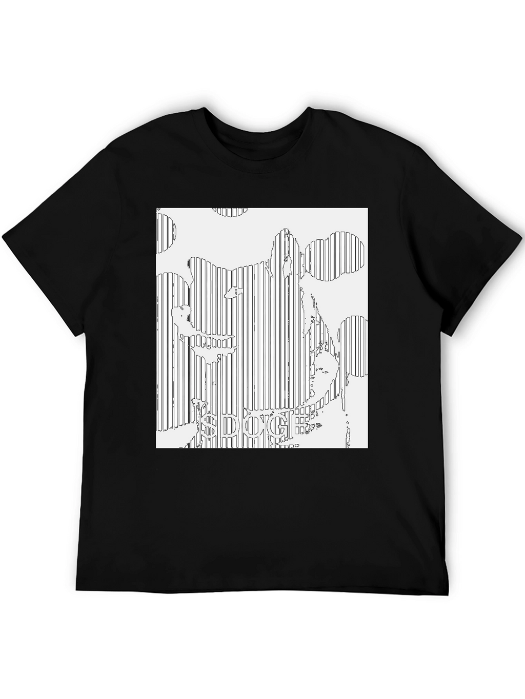 Doge Line Art Black T-Shirt