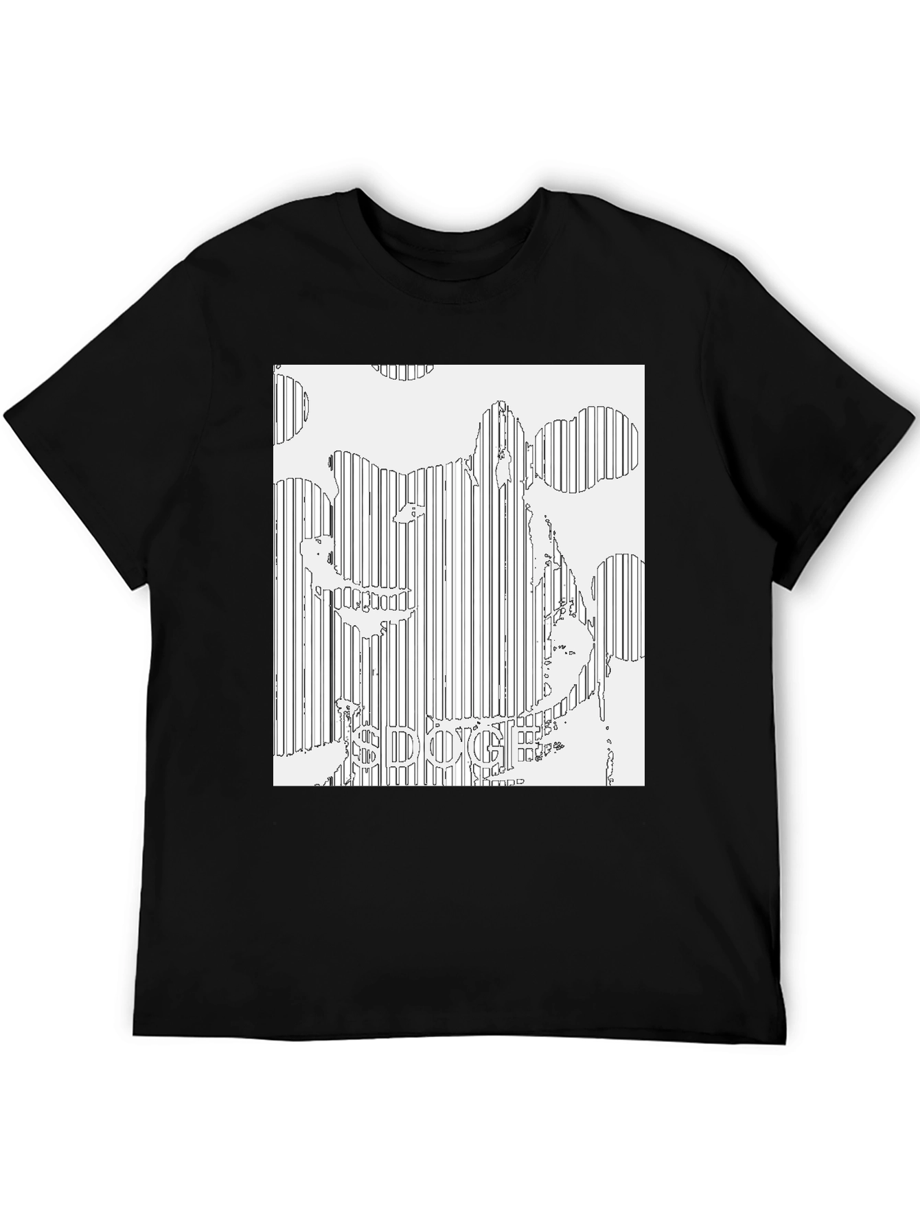 Doge Line Art Black T-Shirt