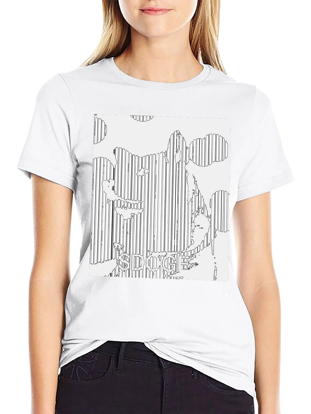 Doge Line Art Black T-Shirt