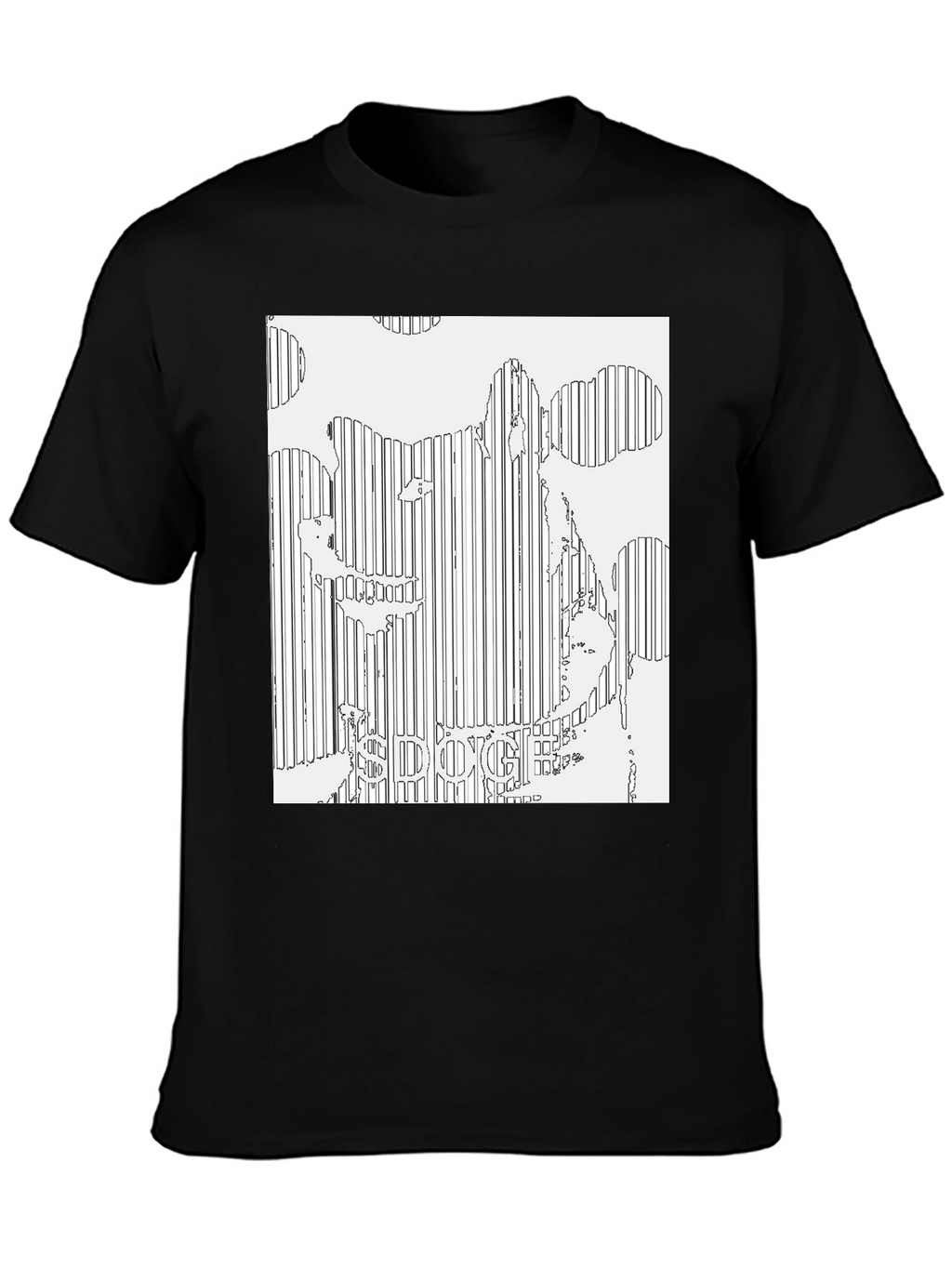 Doge Line Art Black T-Shirt