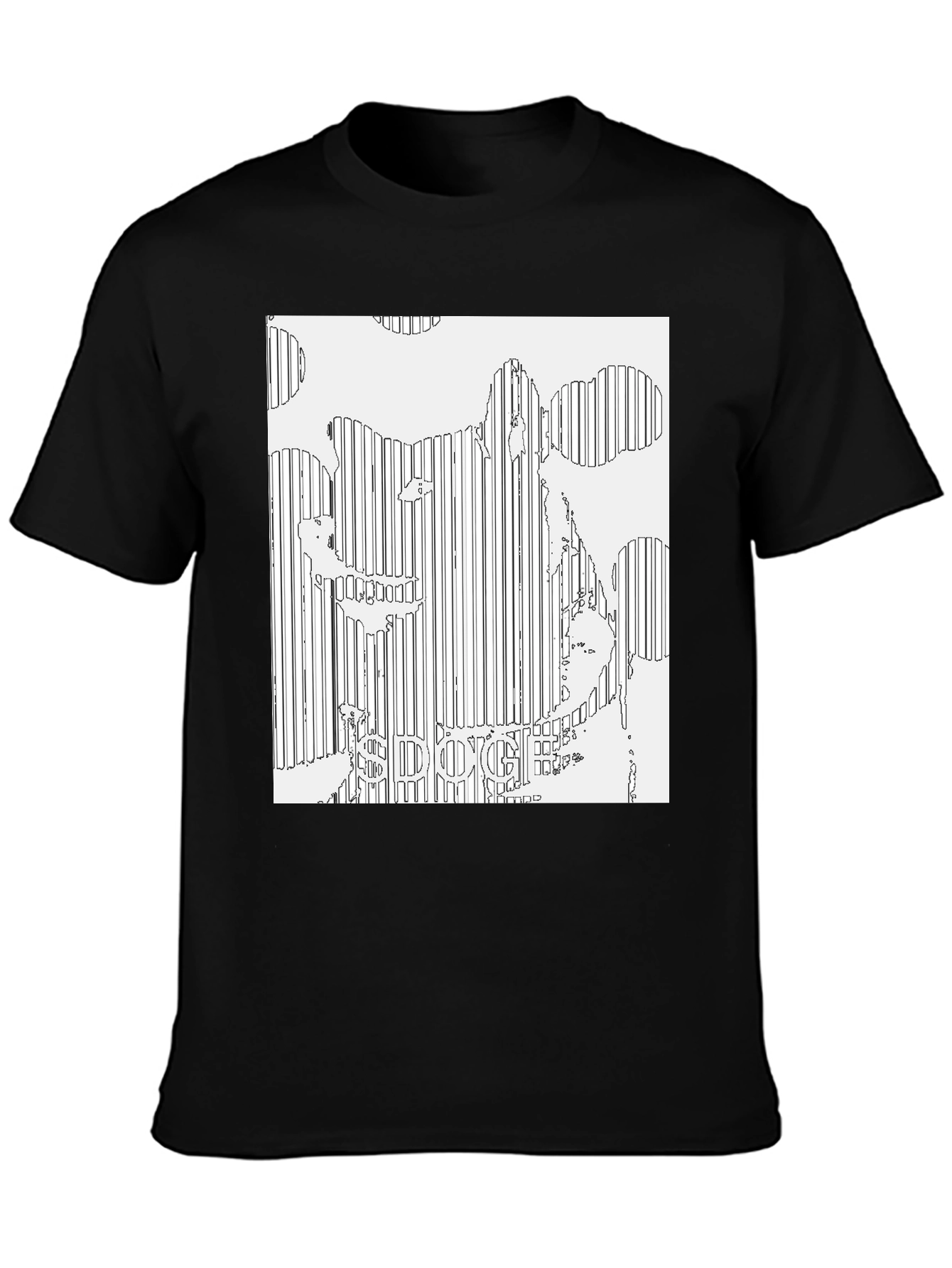 Doge Line Art Black T-Shirt
