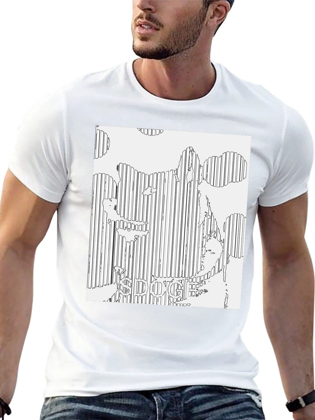 Doge Line Art Black T-Shirt