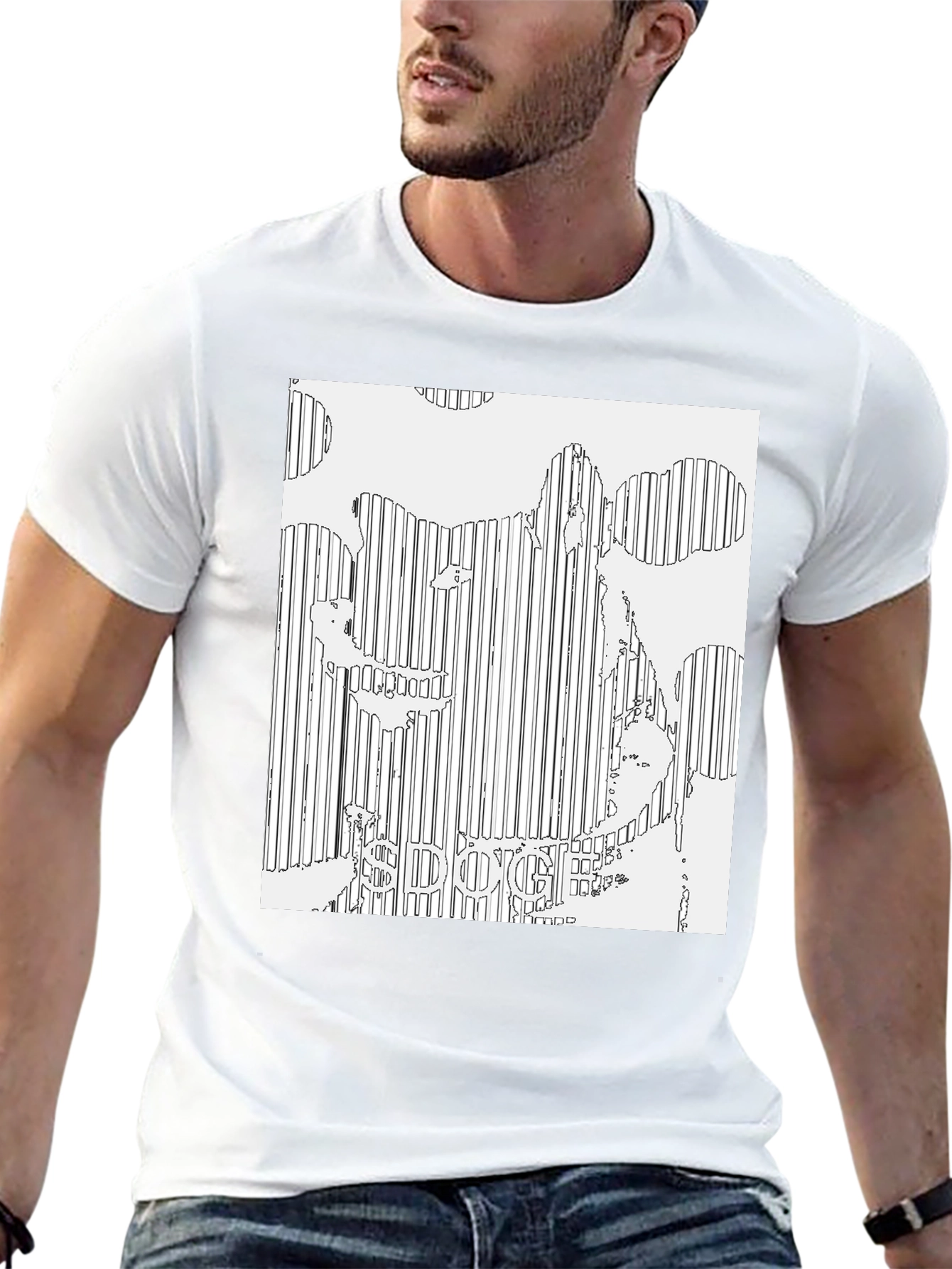 Doge Line Art Black T-Shirt