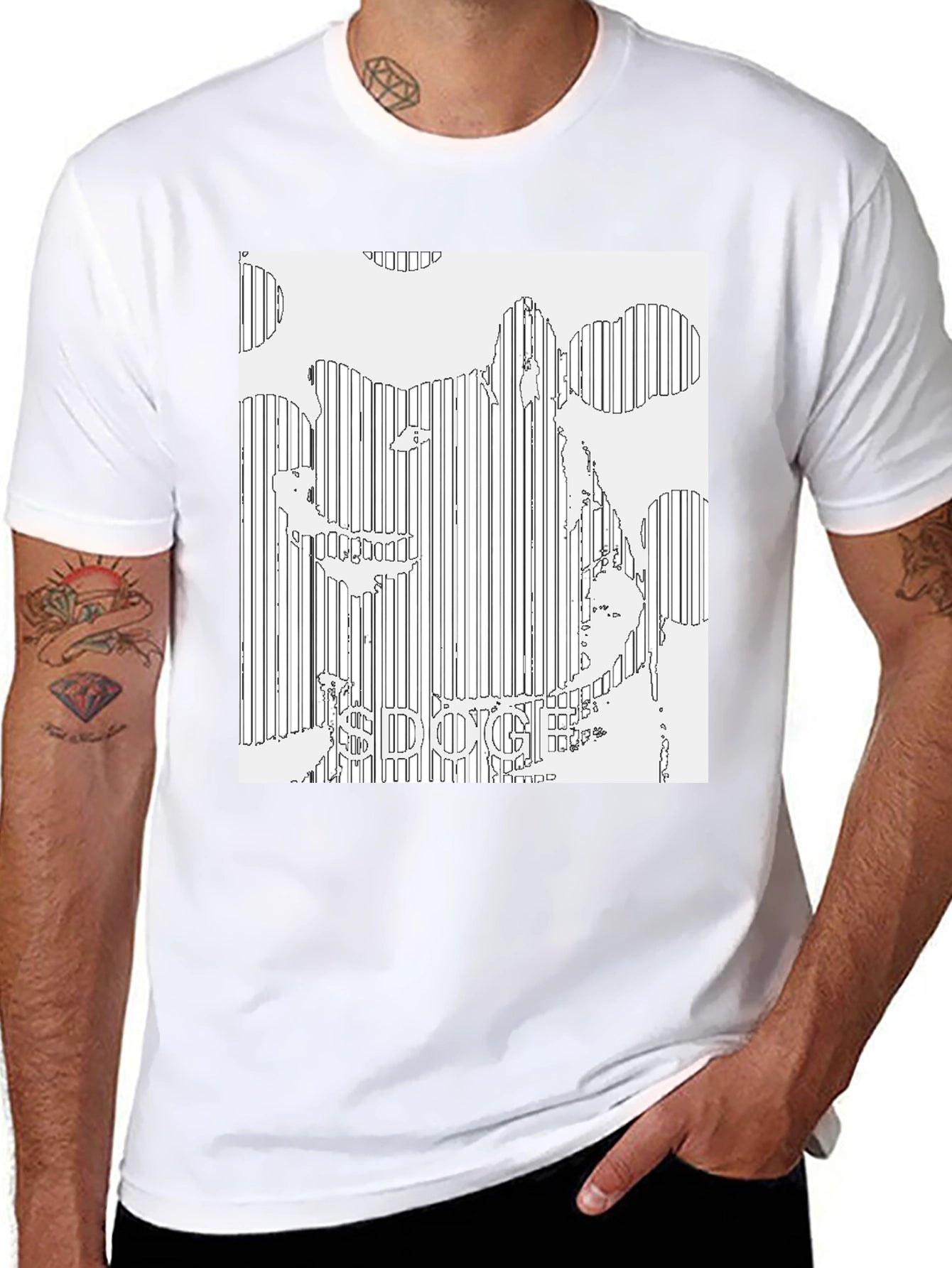 Doge Line Art Black T-Shirt