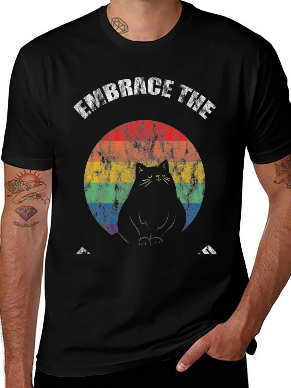 Embrace The Fat Cat Rainbow T-Shirt
