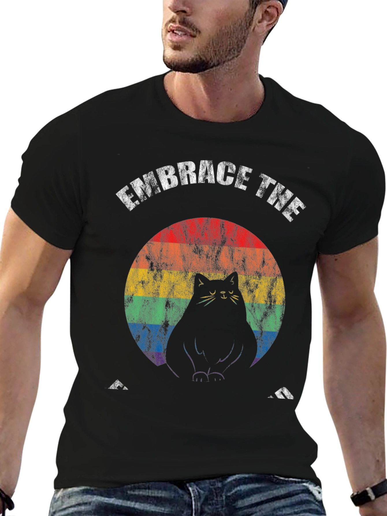 Embrace The Fat Cat Rainbow T-Shirt