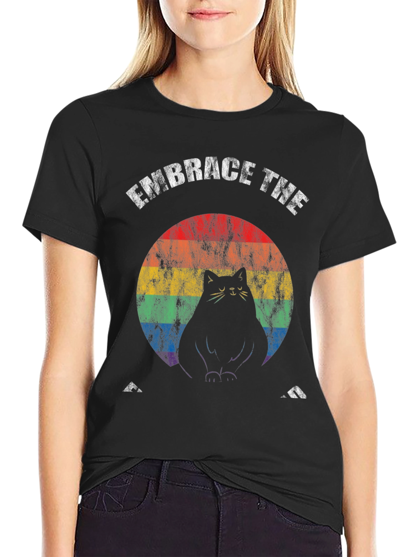 Embrace The Fat Cat Rainbow T-Shirt