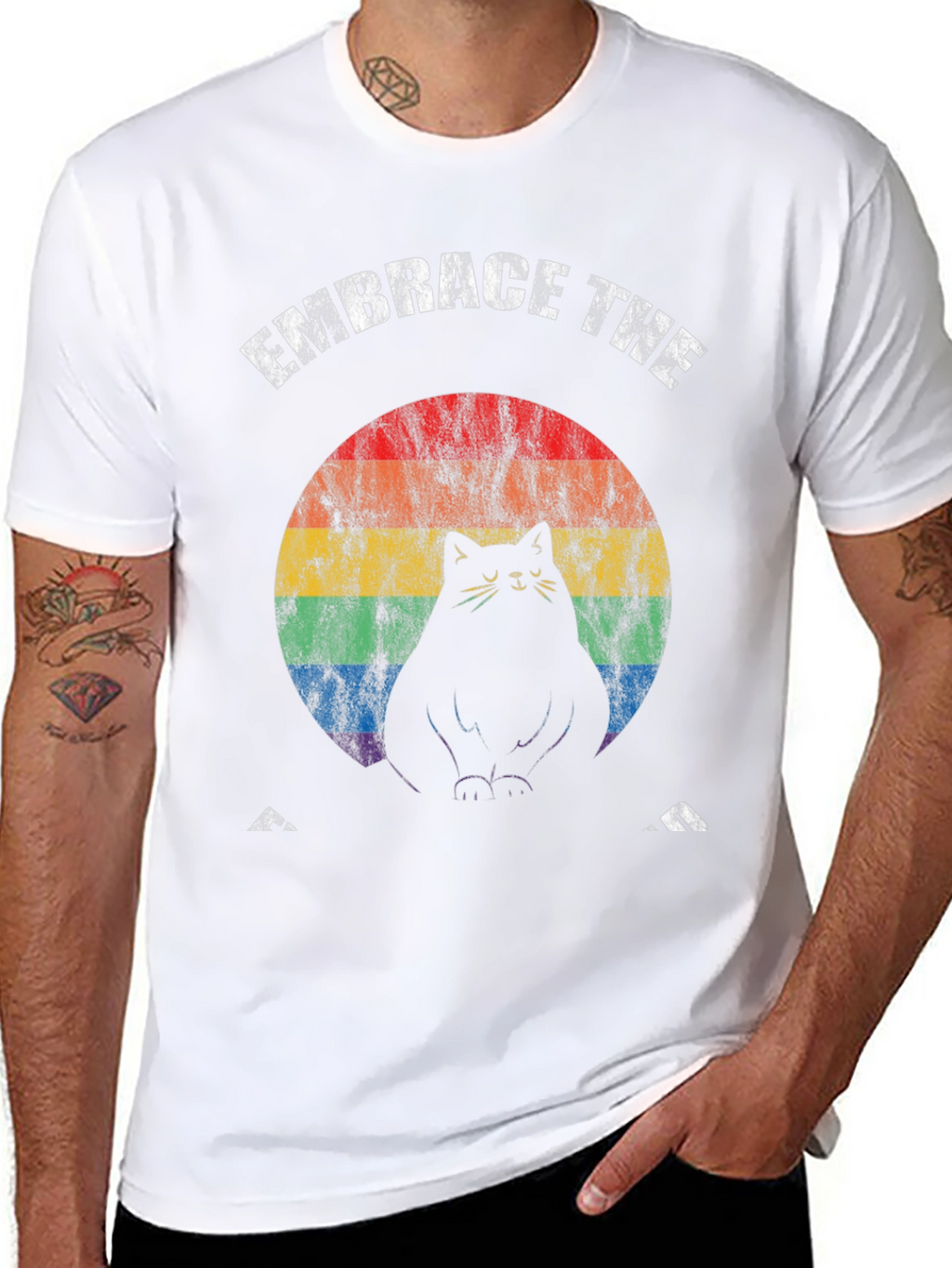 Embrace The Fat Cat Rainbow T-Shirt