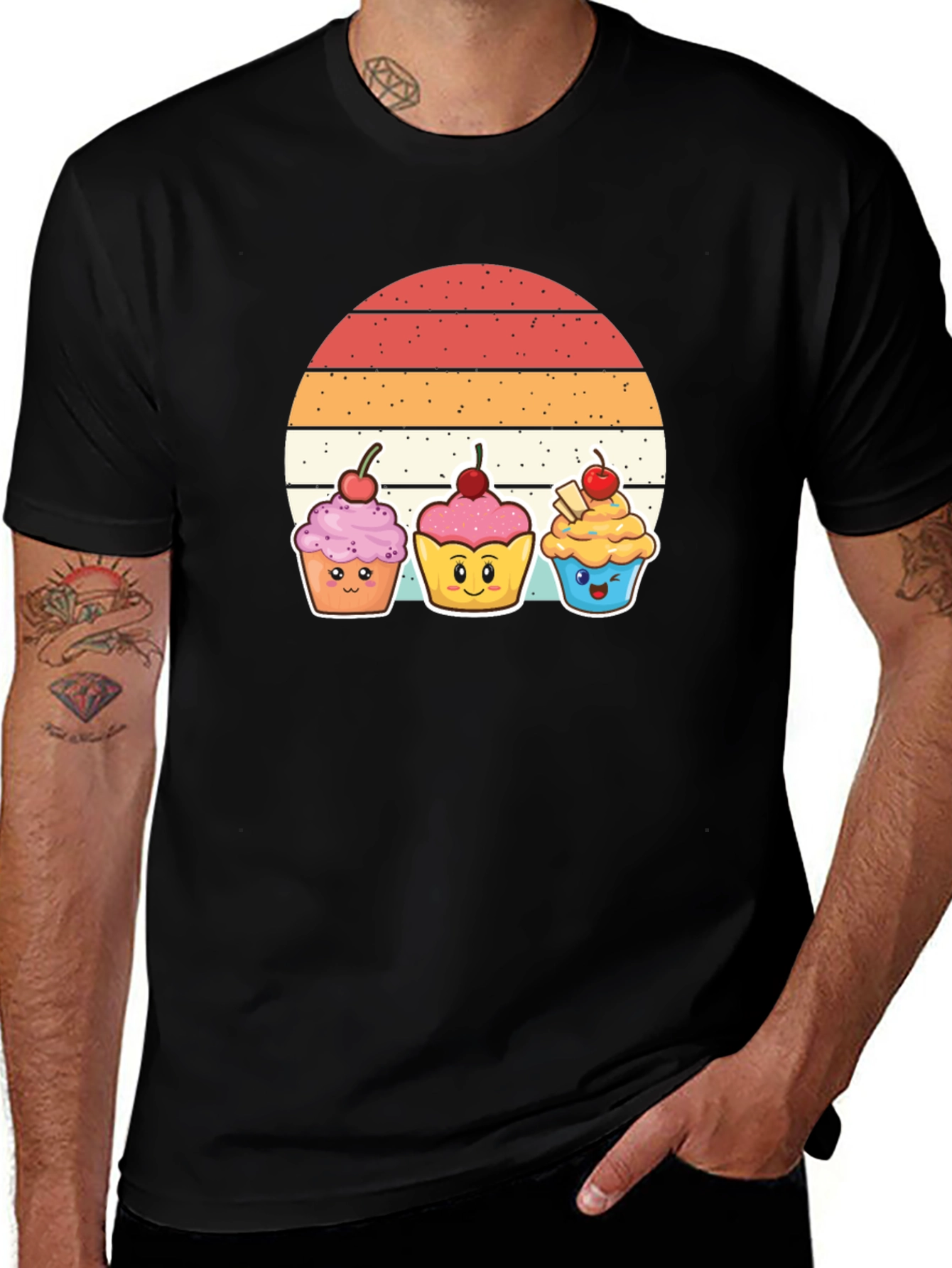 Cute Cupcake Sunset T-Shirt - Whimsical Graphic Tee