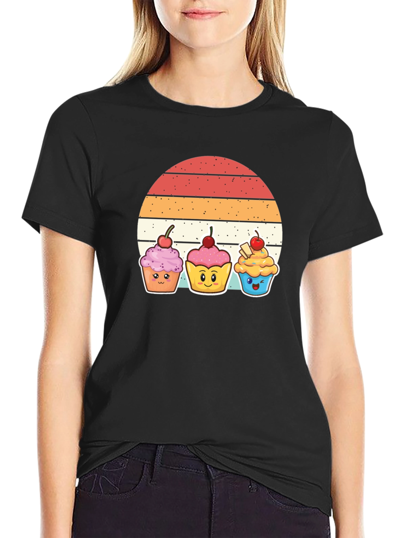 Cute Cupcake Sunset T-Shirt - Whimsical Graphic Tee