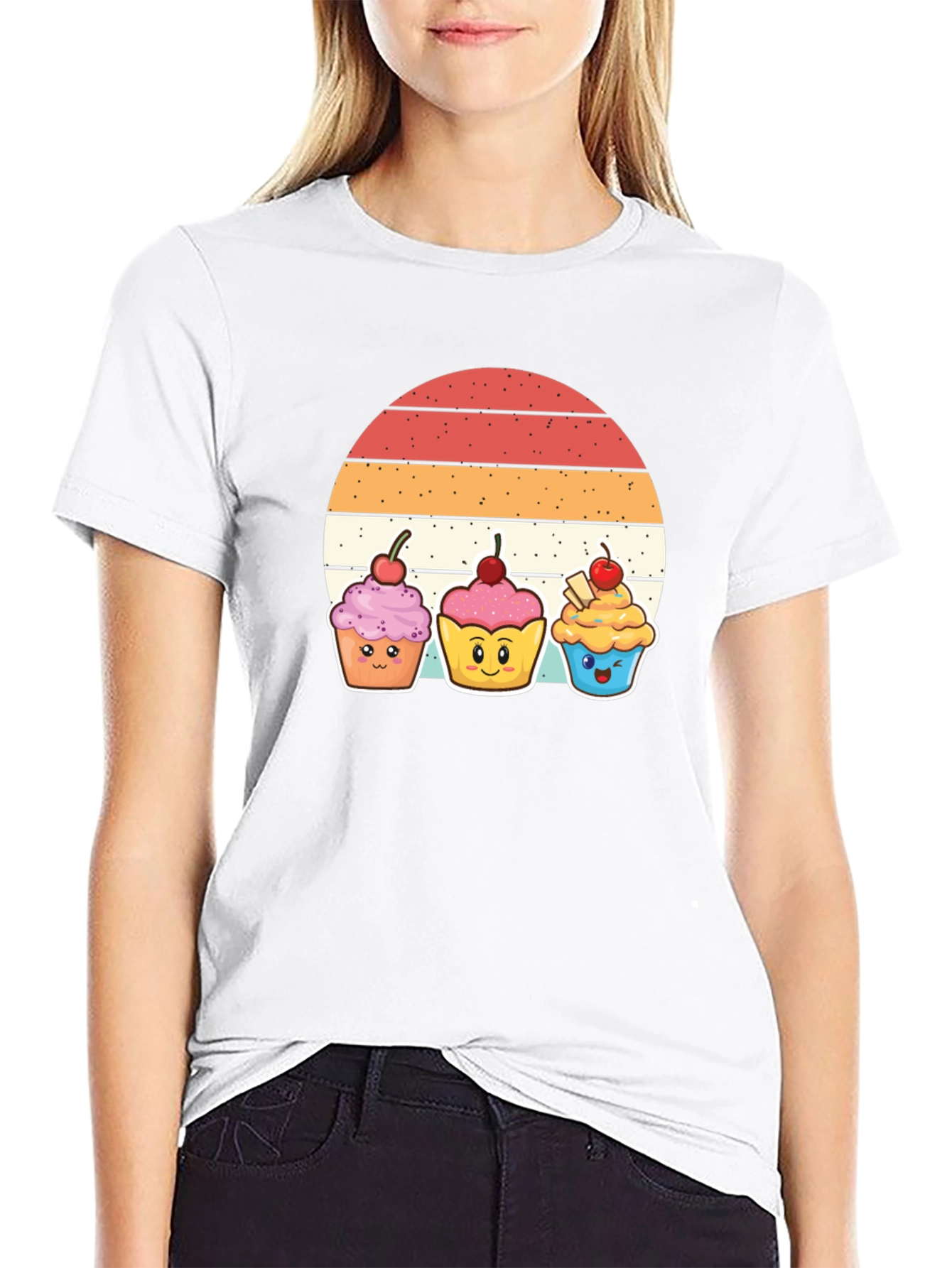 Cute Cupcake Sunset T-Shirt - Whimsical Graphic Tee