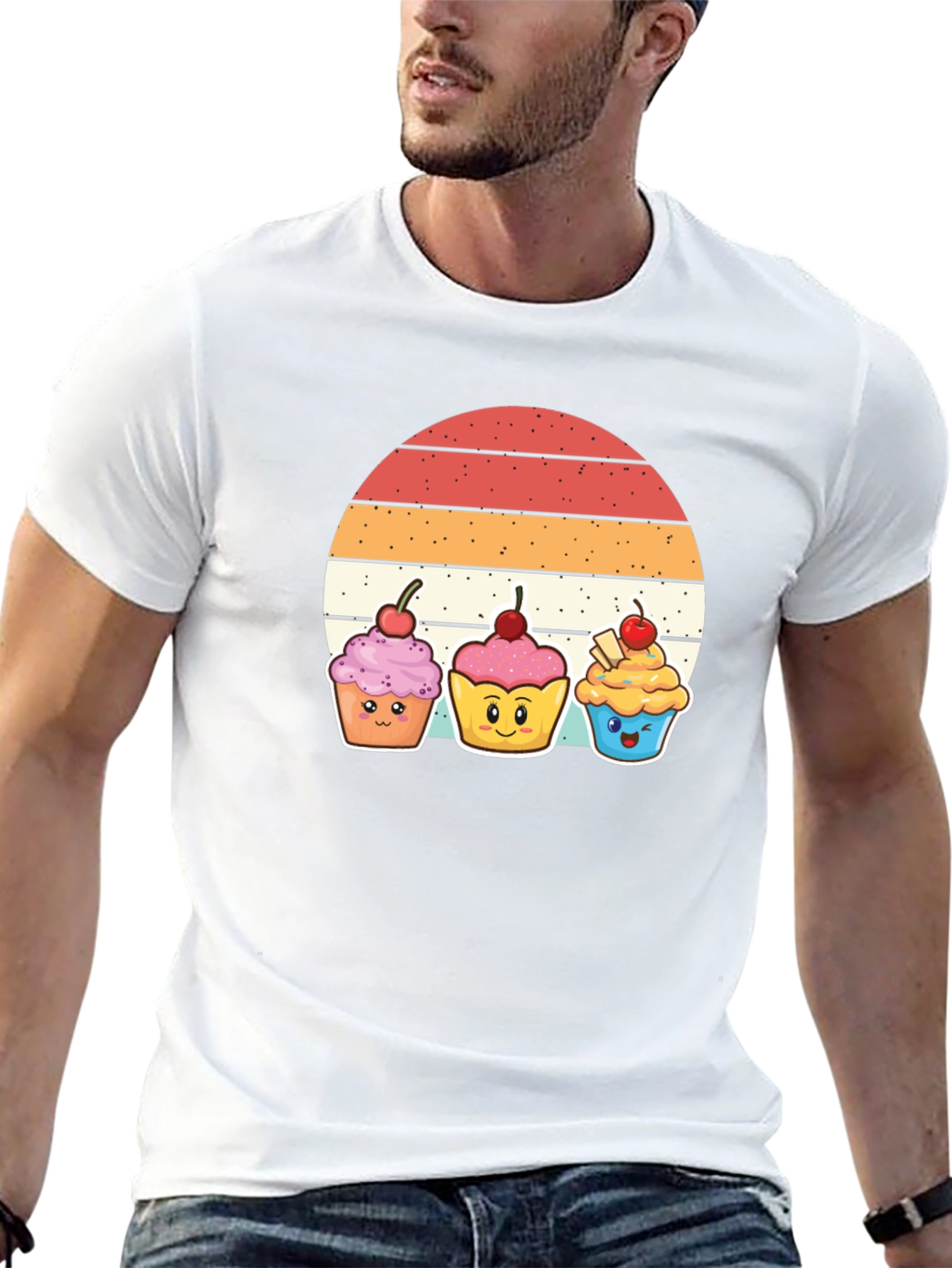 Cute Cupcake Sunset T-Shirt - Whimsical Graphic Tee
