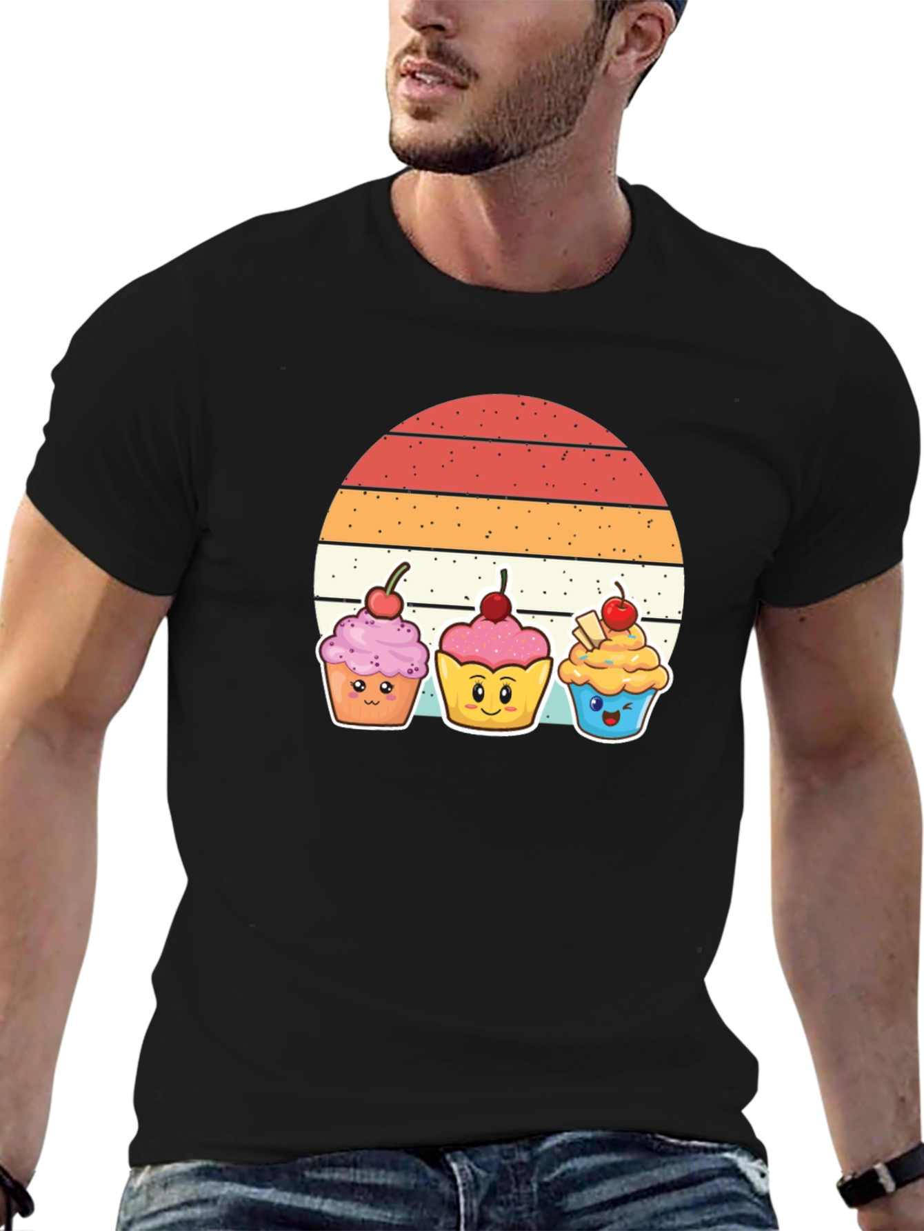 Cute Cupcake Sunset T-Shirt - Whimsical Graphic Tee