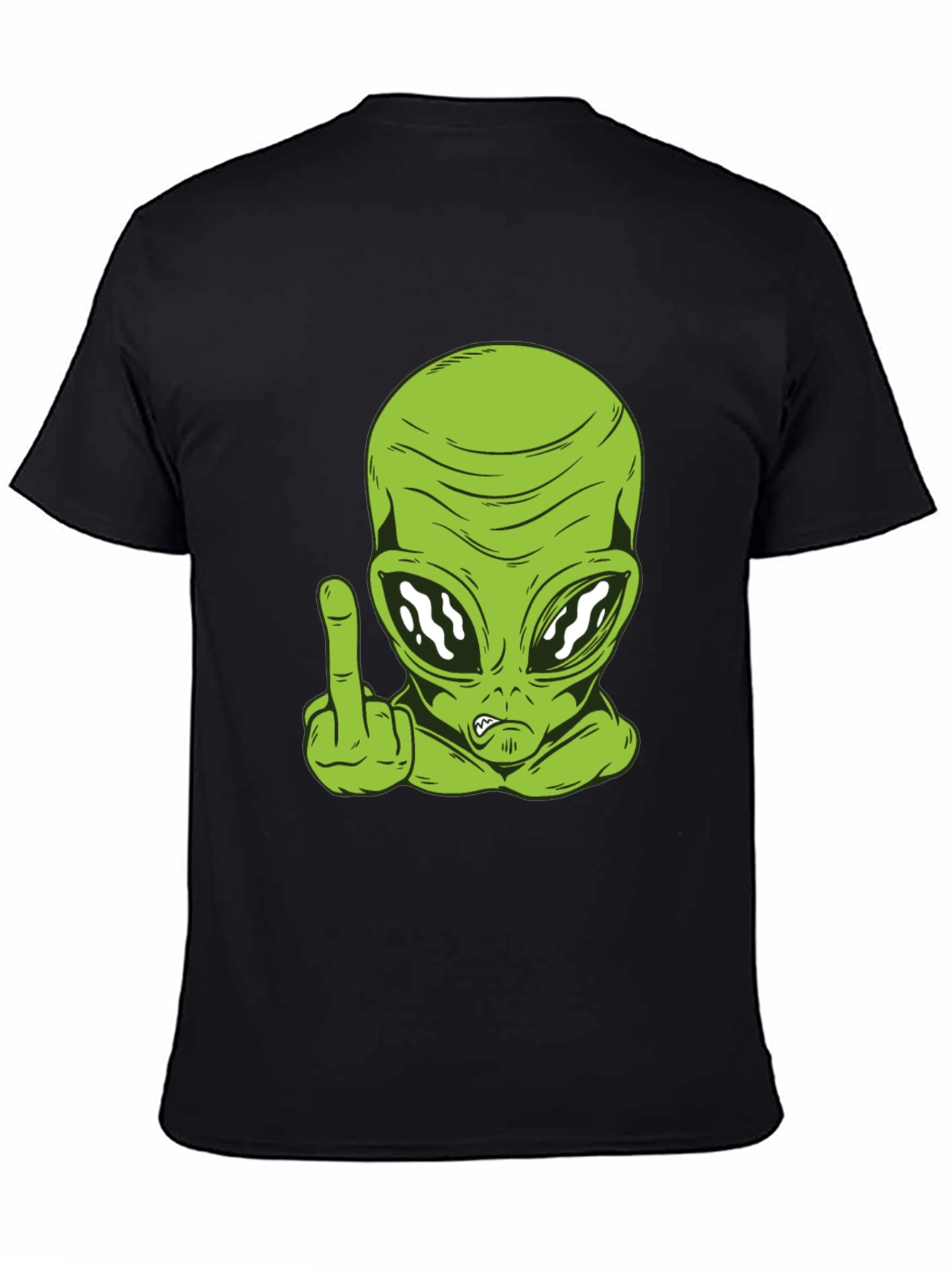 Alien Middle Finger Graphic Tee - Black