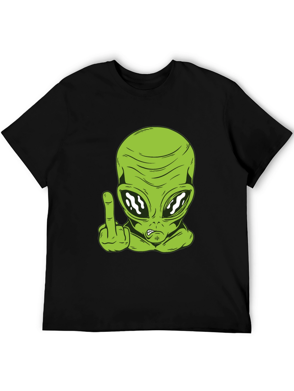 Alien Middle Finger Graphic Tee - Black