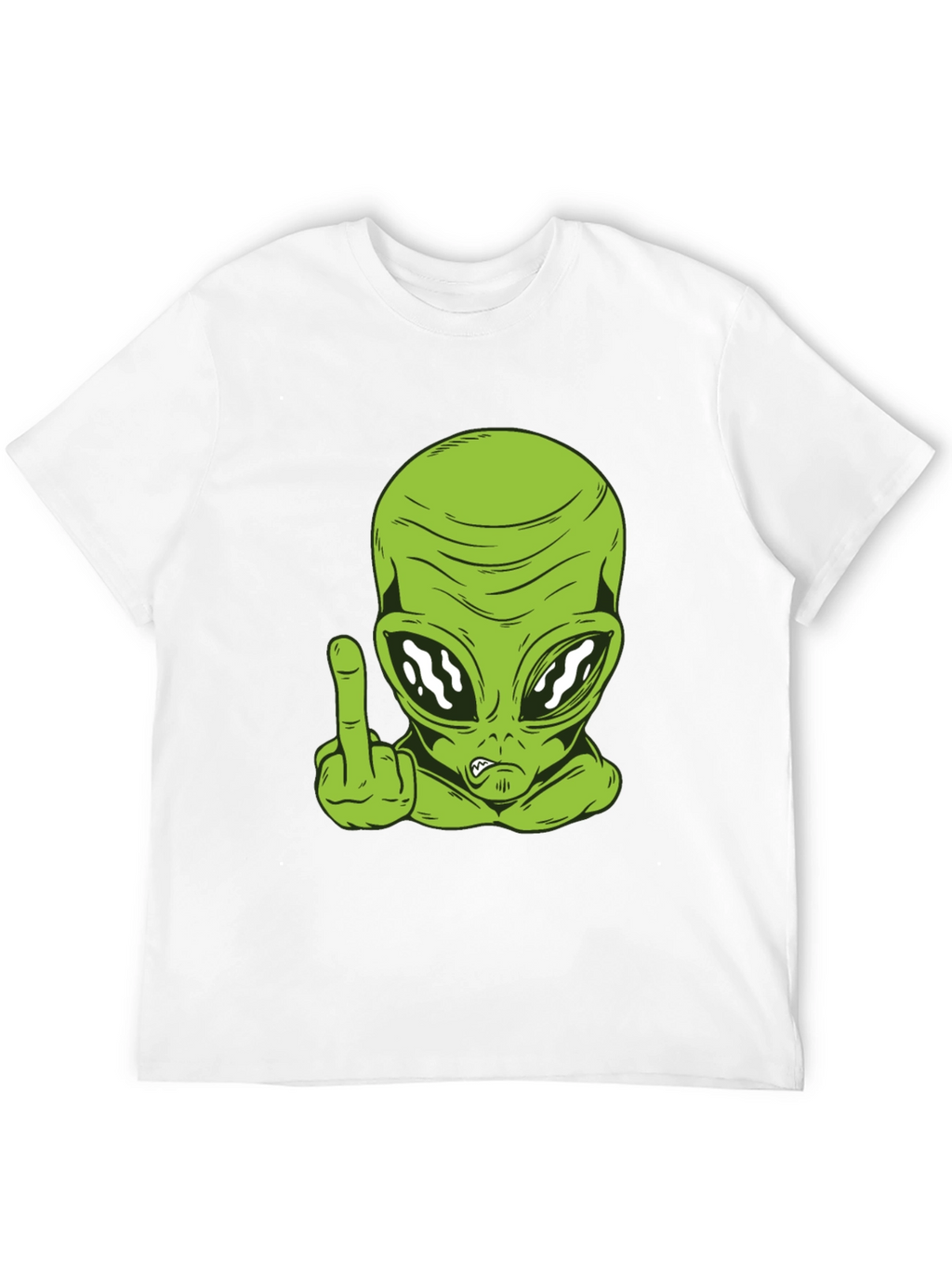 Alien Middle Finger Graphic Tee - Black