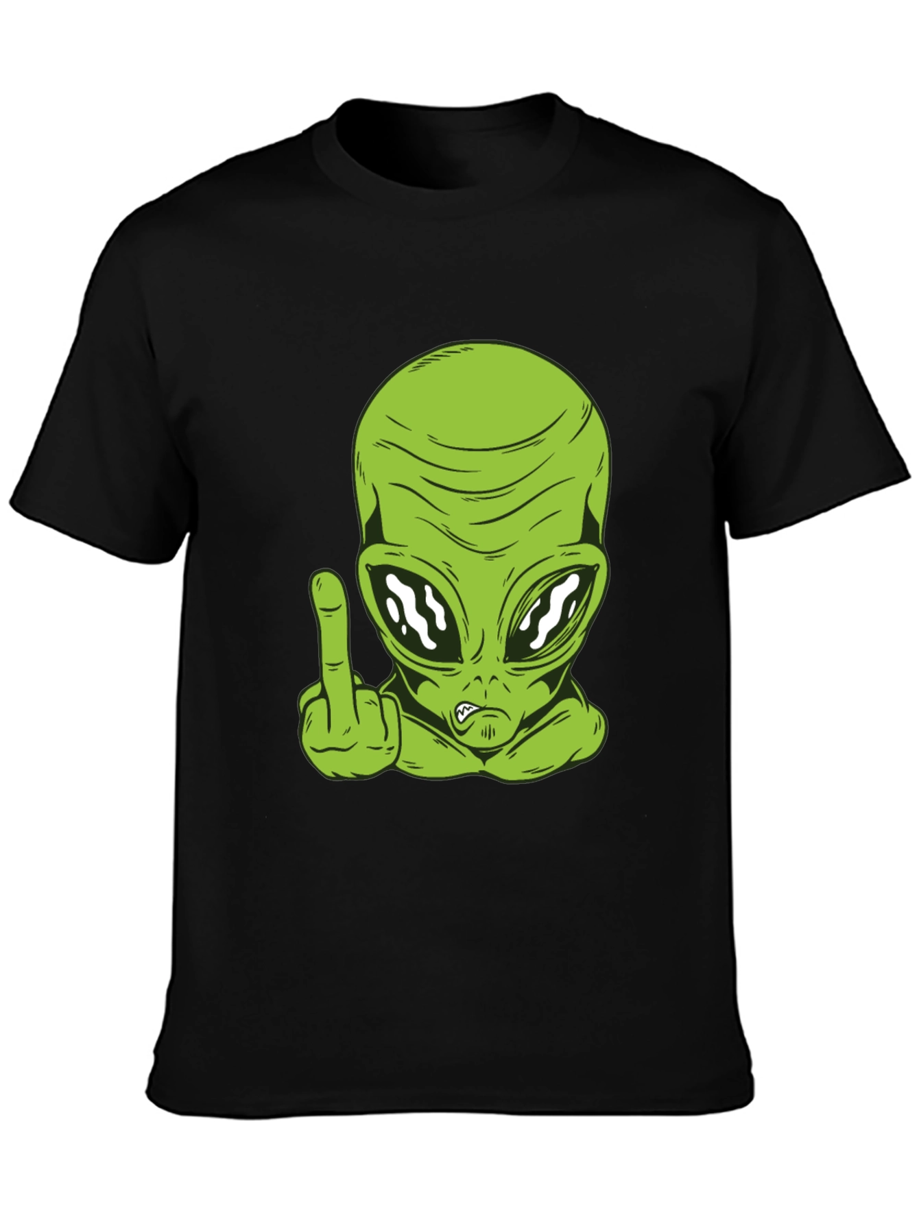 Alien Middle Finger Graphic Tee - Black