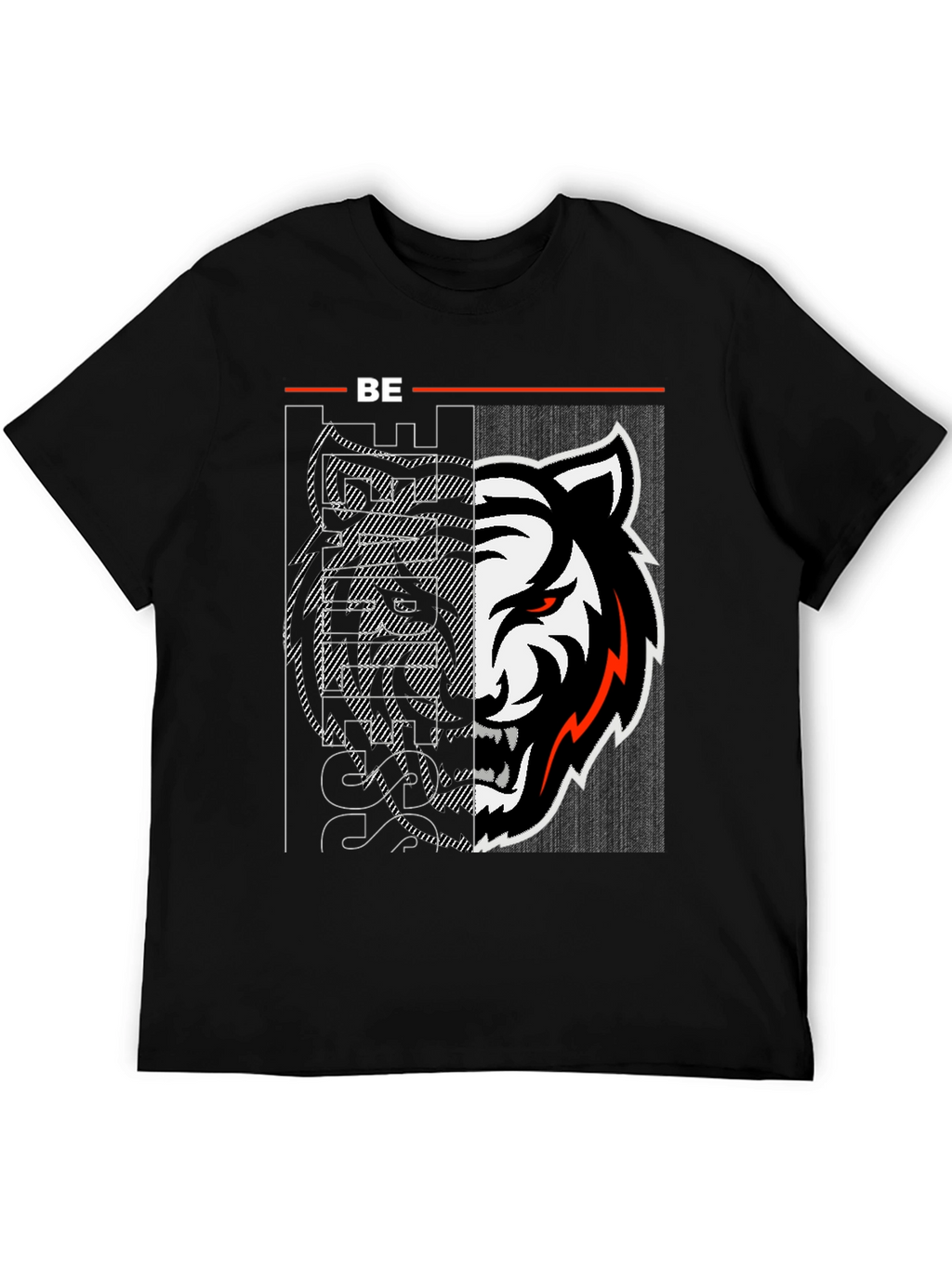 Edgy Tiger Graphic Print Black Tee