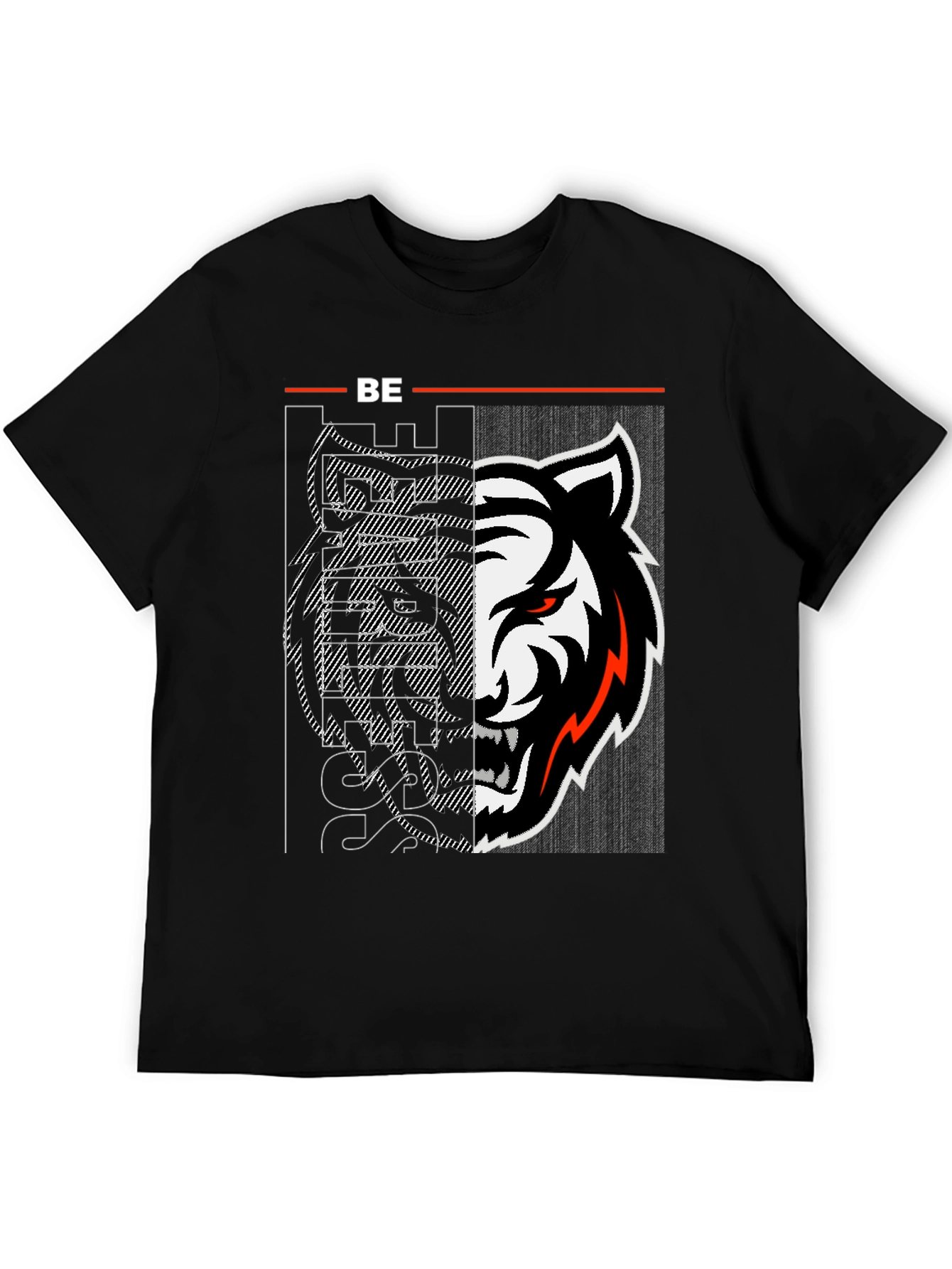 Edgy Tiger Graphic Print Black Tee