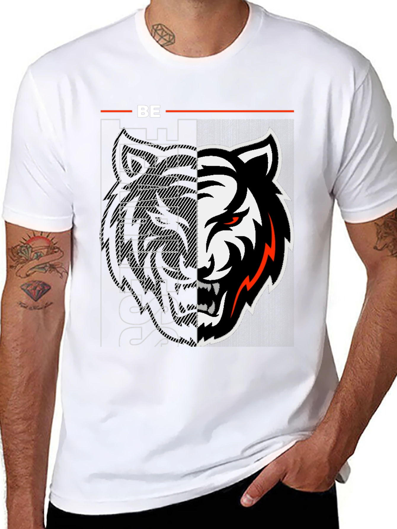 Edgy Tiger Graphic Print Black Tee