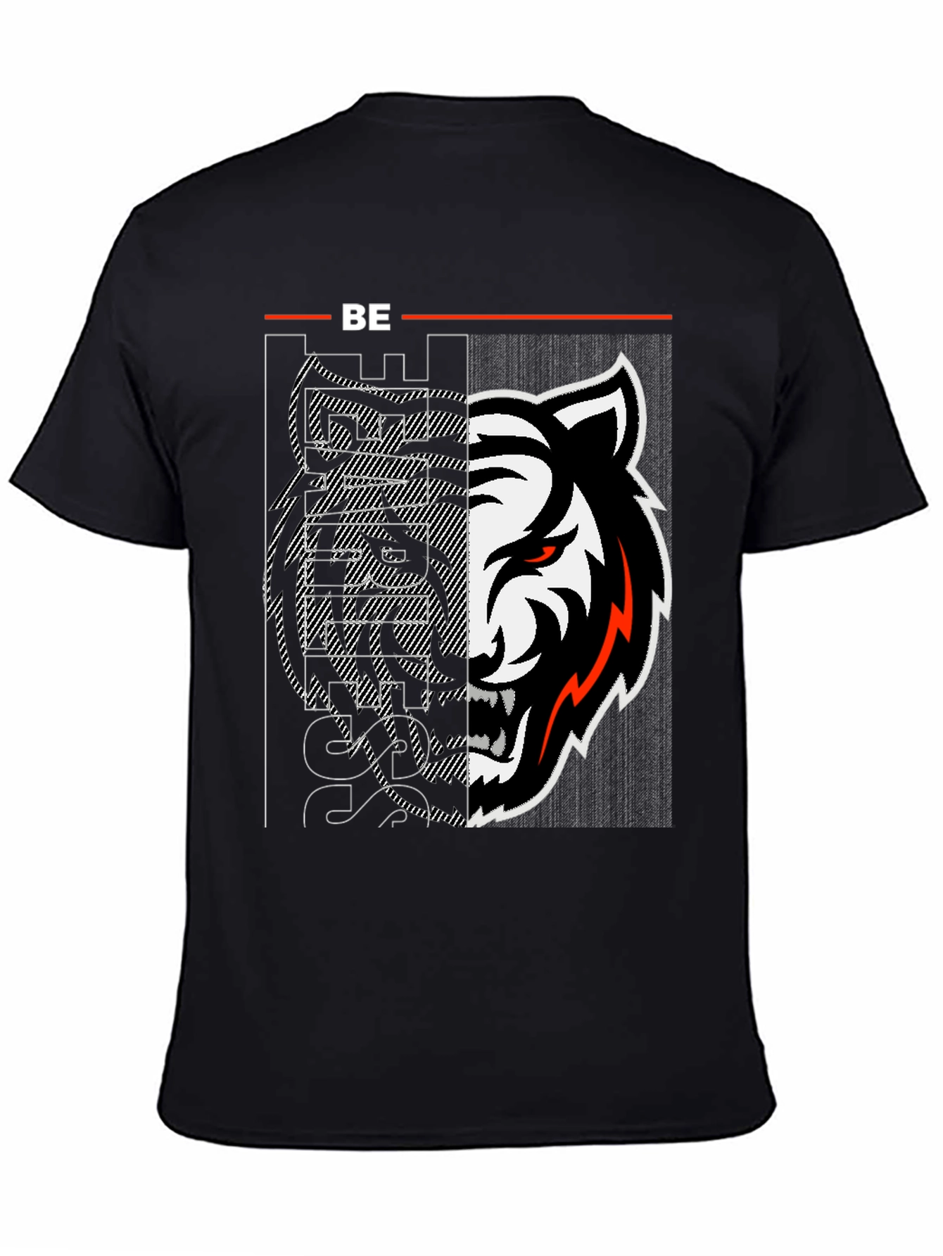 Edgy Tiger Graphic Print Black Tee