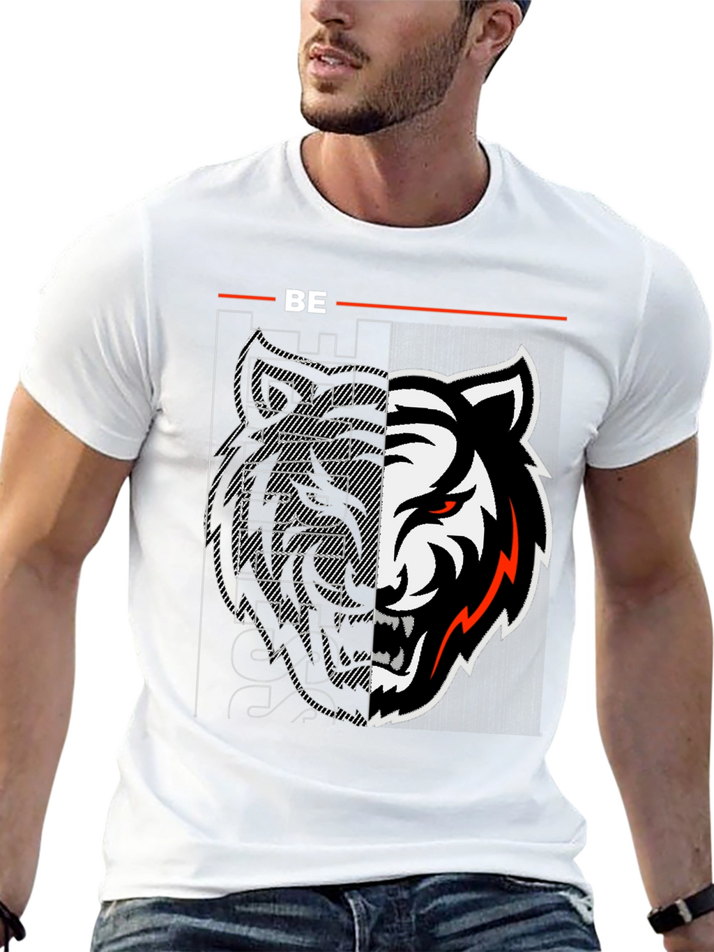 Edgy Tiger Graphic Print Black Tee