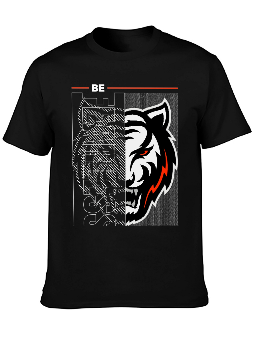 Edgy Tiger Graphic Print Black Tee