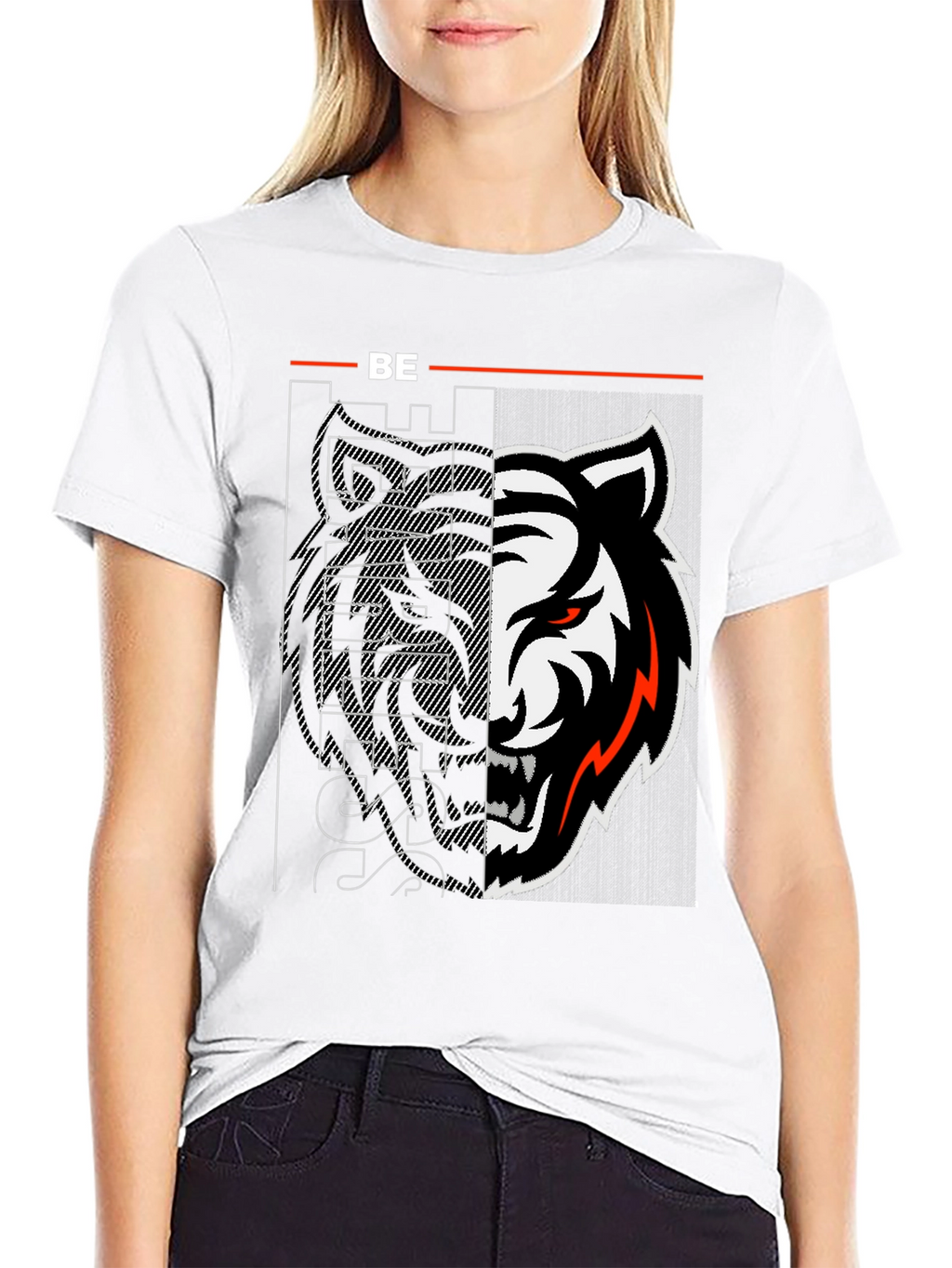 Edgy Tiger Graphic Print Black Tee