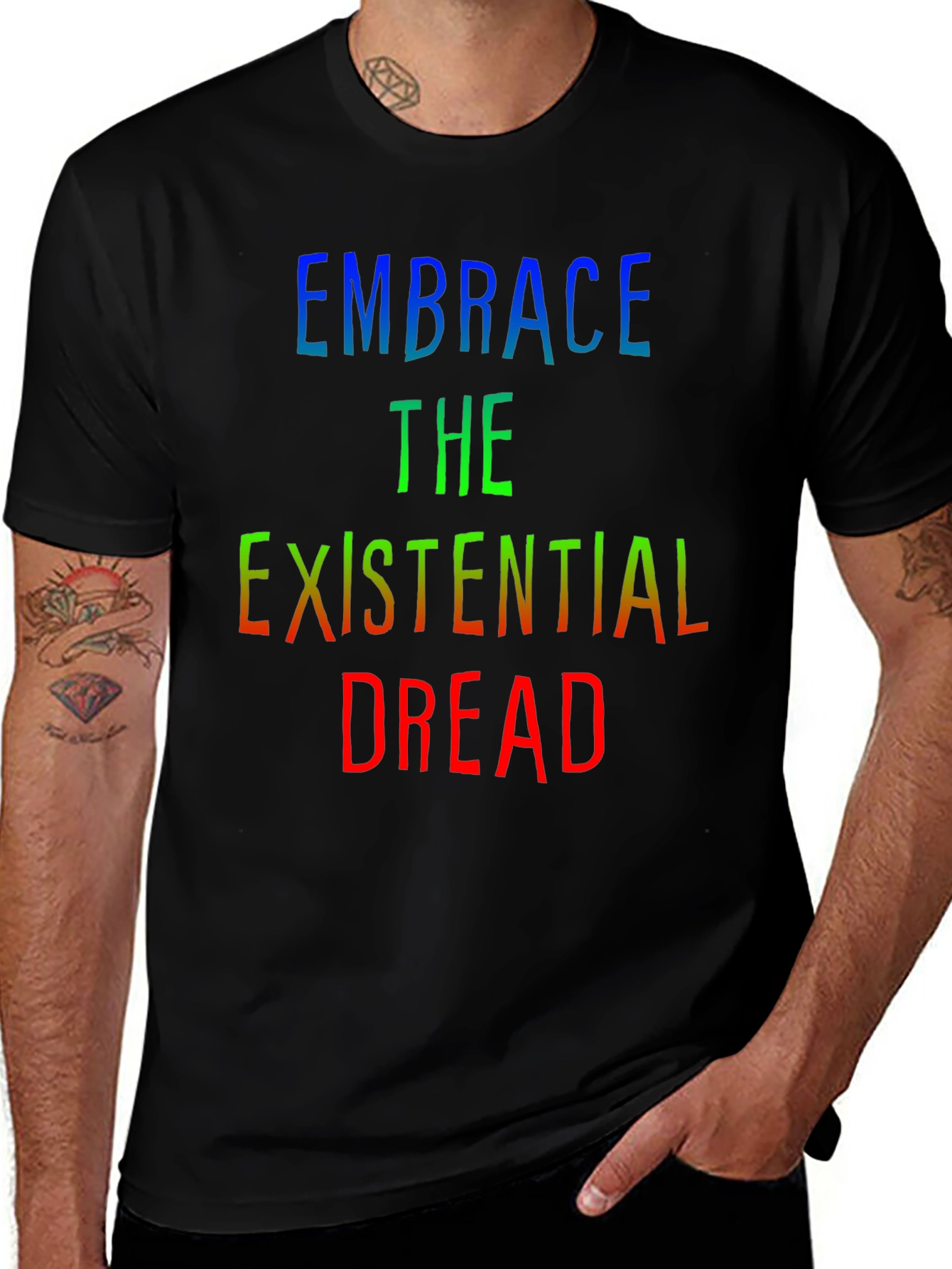 Embrace Existential Dread Tee - Black Graphic T-Shirt