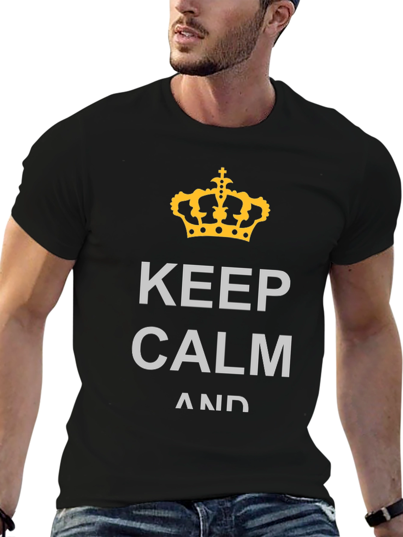Keep Calm Graphic Tee - Black Cotton T-Shirt