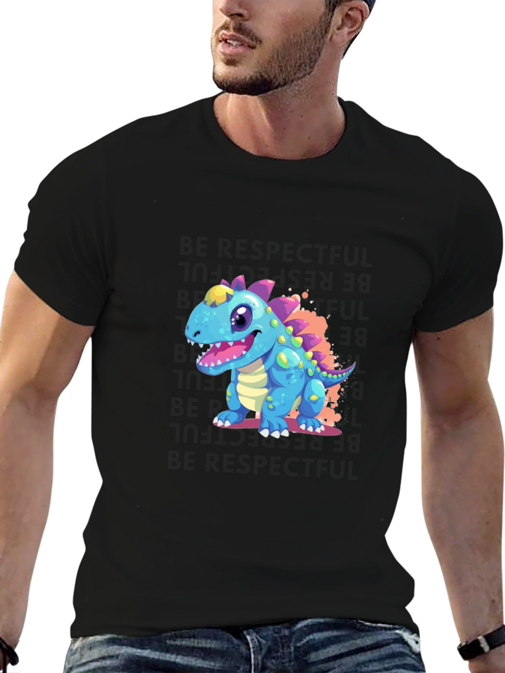 Cartoon Dinosaur Graphic T-Shirt