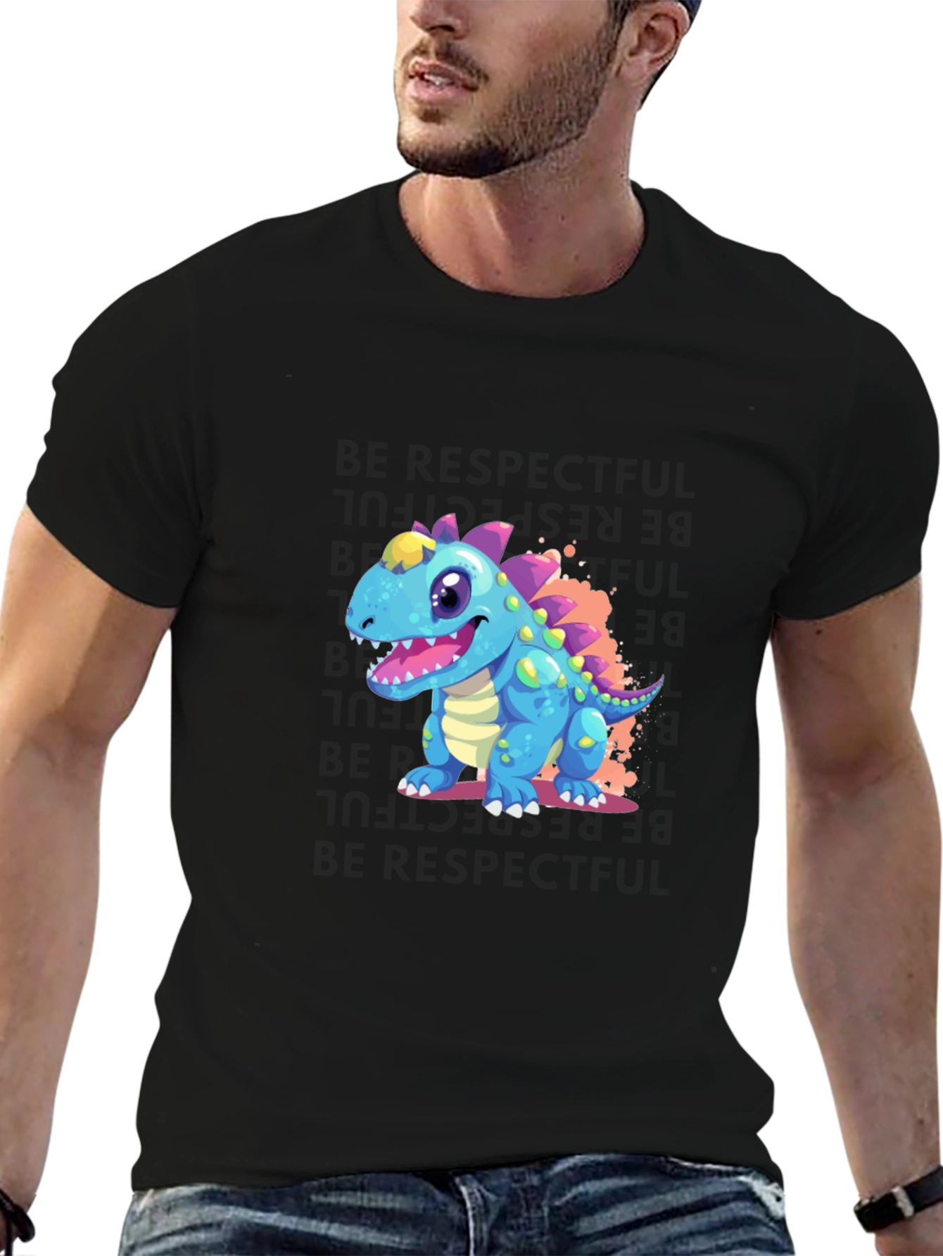 Cartoon Dinosaur Graphic T-Shirt