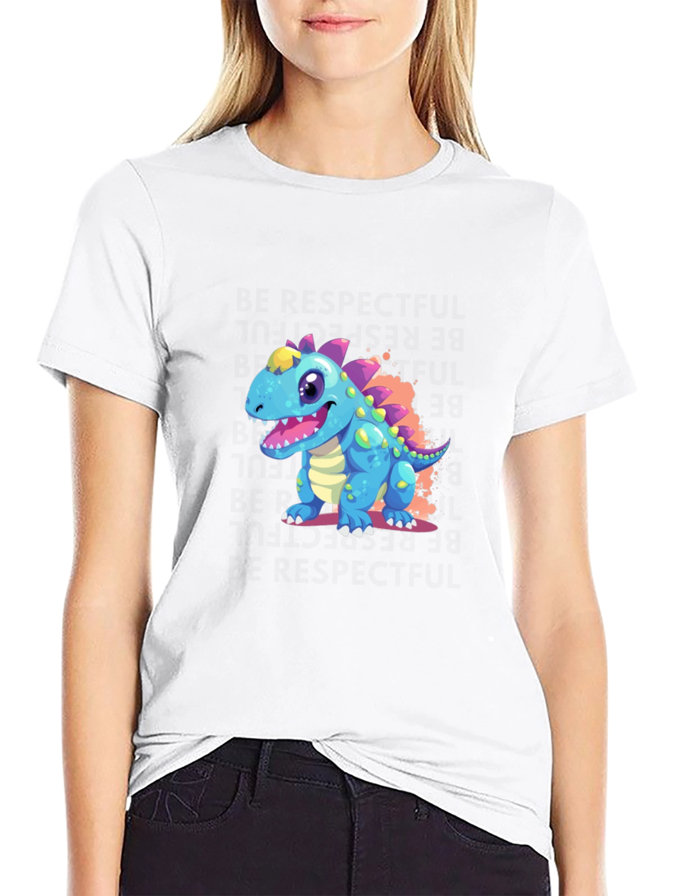 Cartoon Dinosaur Graphic T-Shirt