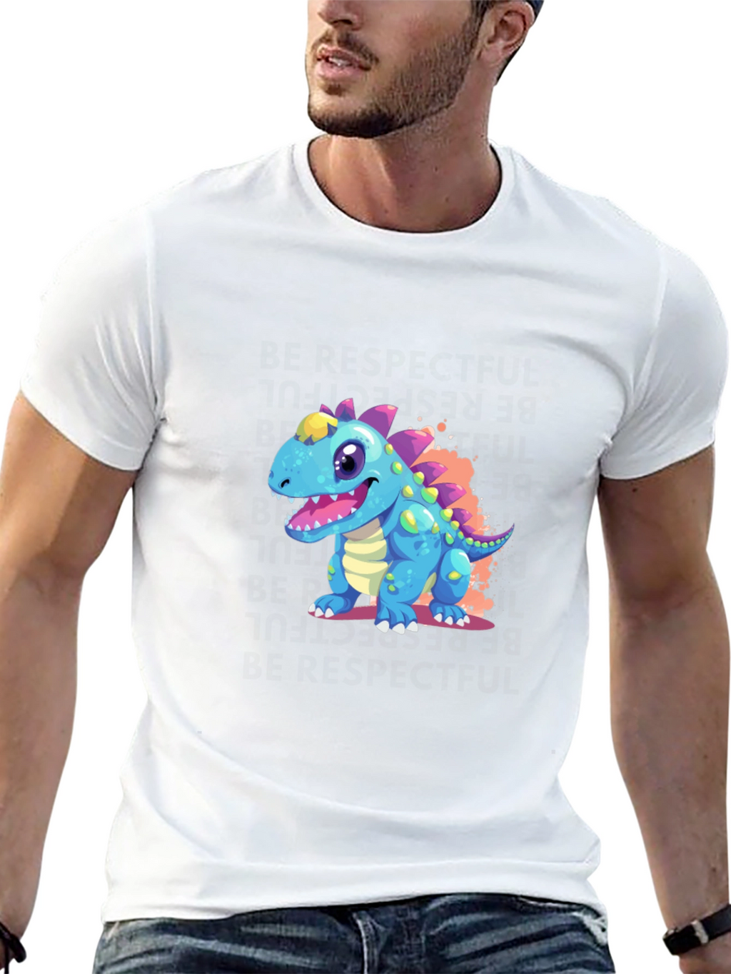 Cartoon Dinosaur Graphic T-Shirt