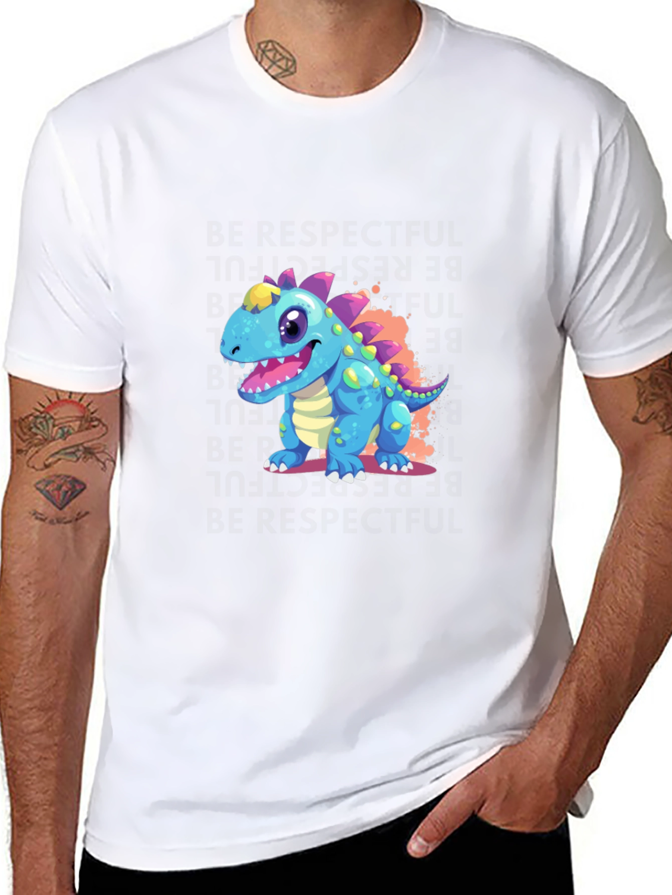 Cartoon Dinosaur Graphic T-Shirt