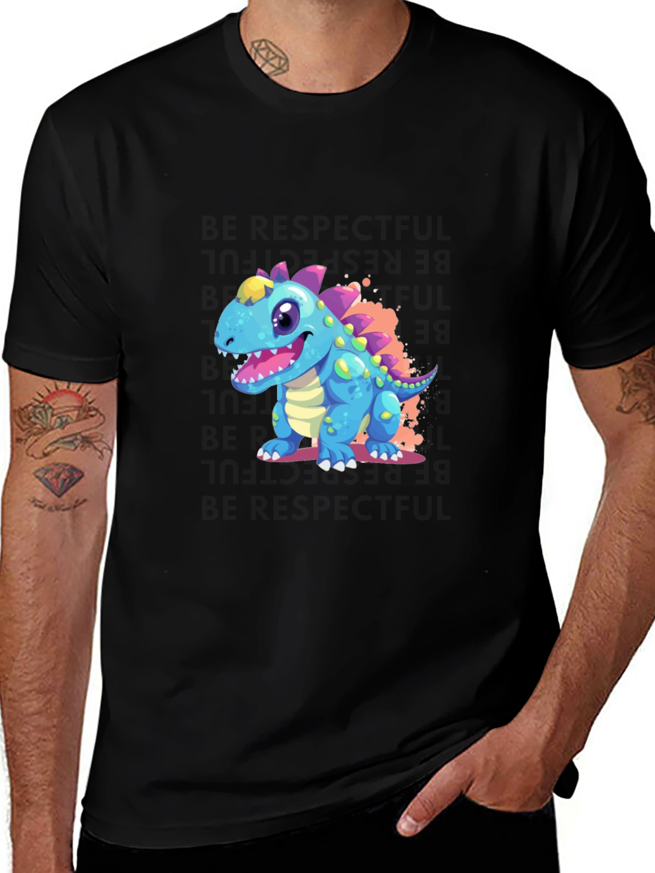 Cartoon Dinosaur Graphic T-Shirt