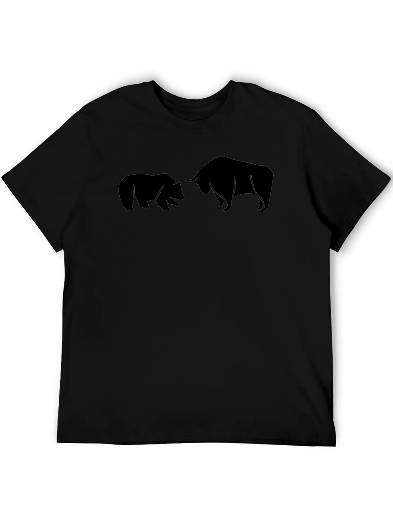 Bull vs Bear Graphic Tee - Black Cotton T-Shirt