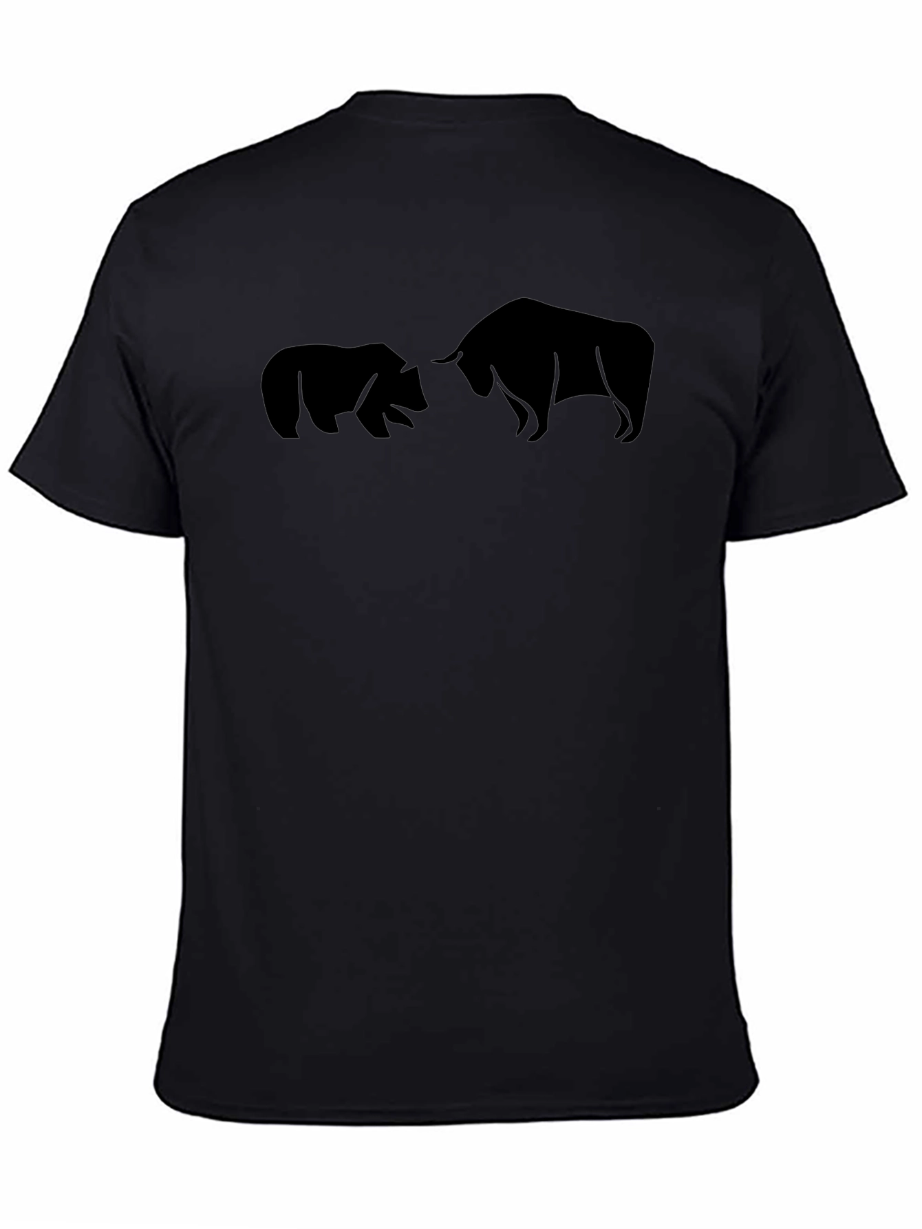 Bull vs Bear Graphic Tee - Black Cotton T-Shirt