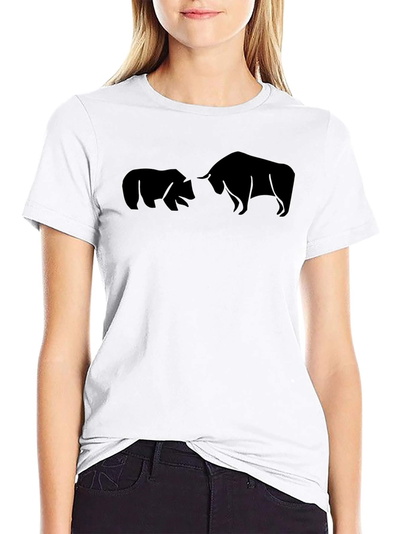 Bull vs Bear Graphic Tee - Black Cotton T-Shirt