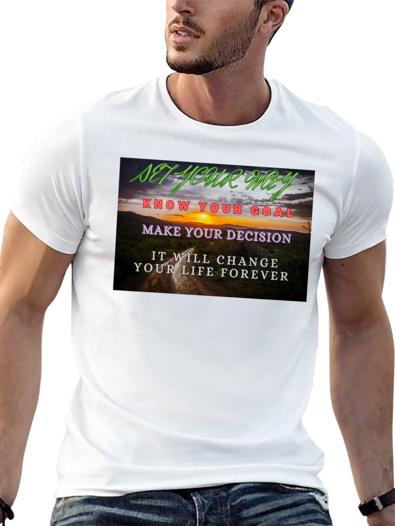 Motivational Quote Graphic Tee - Set Your Way