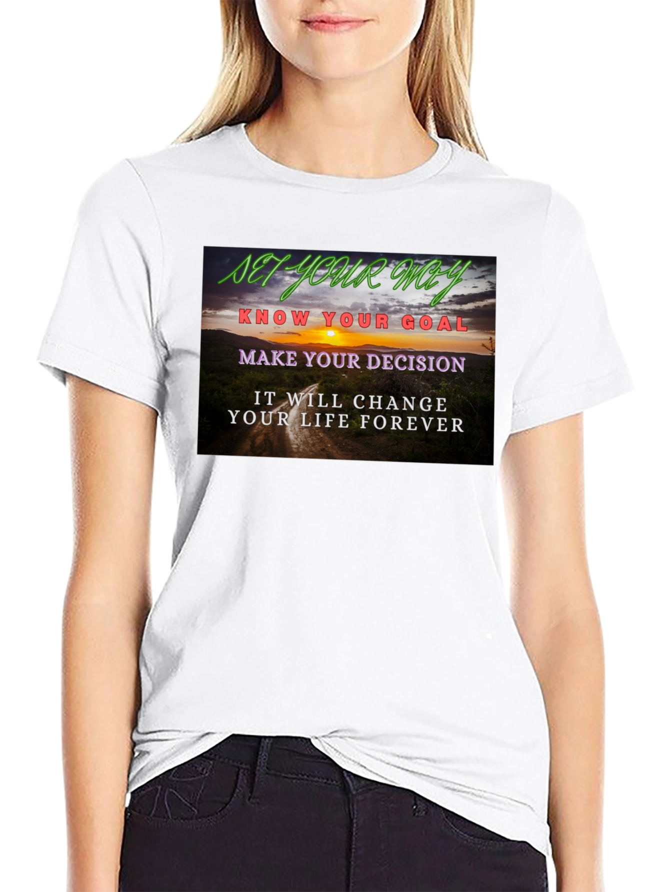 Motivational Quote Graphic Tee - Set Your Way