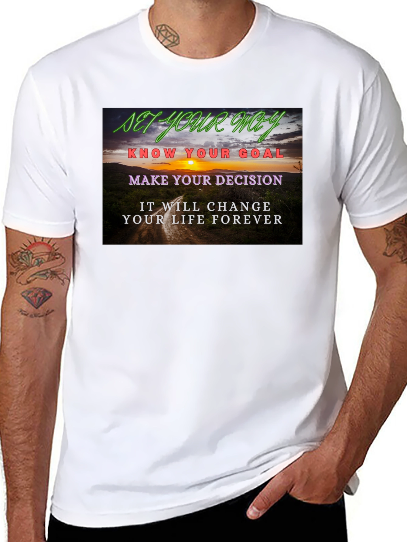 Motivational Quote Graphic Tee - Set Your Way