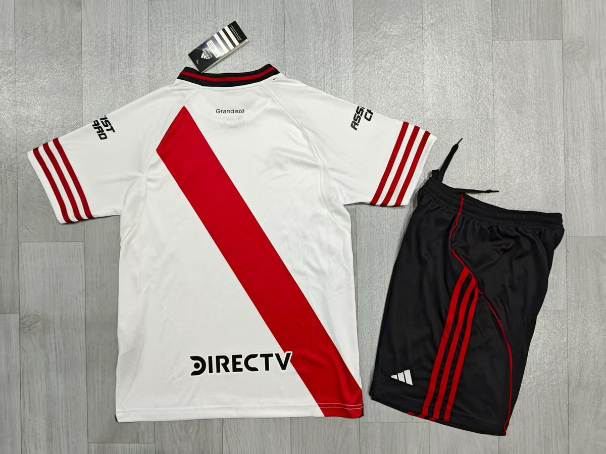 KIDS River Plate 2025-2026 Home Kit (White/Red/Black)