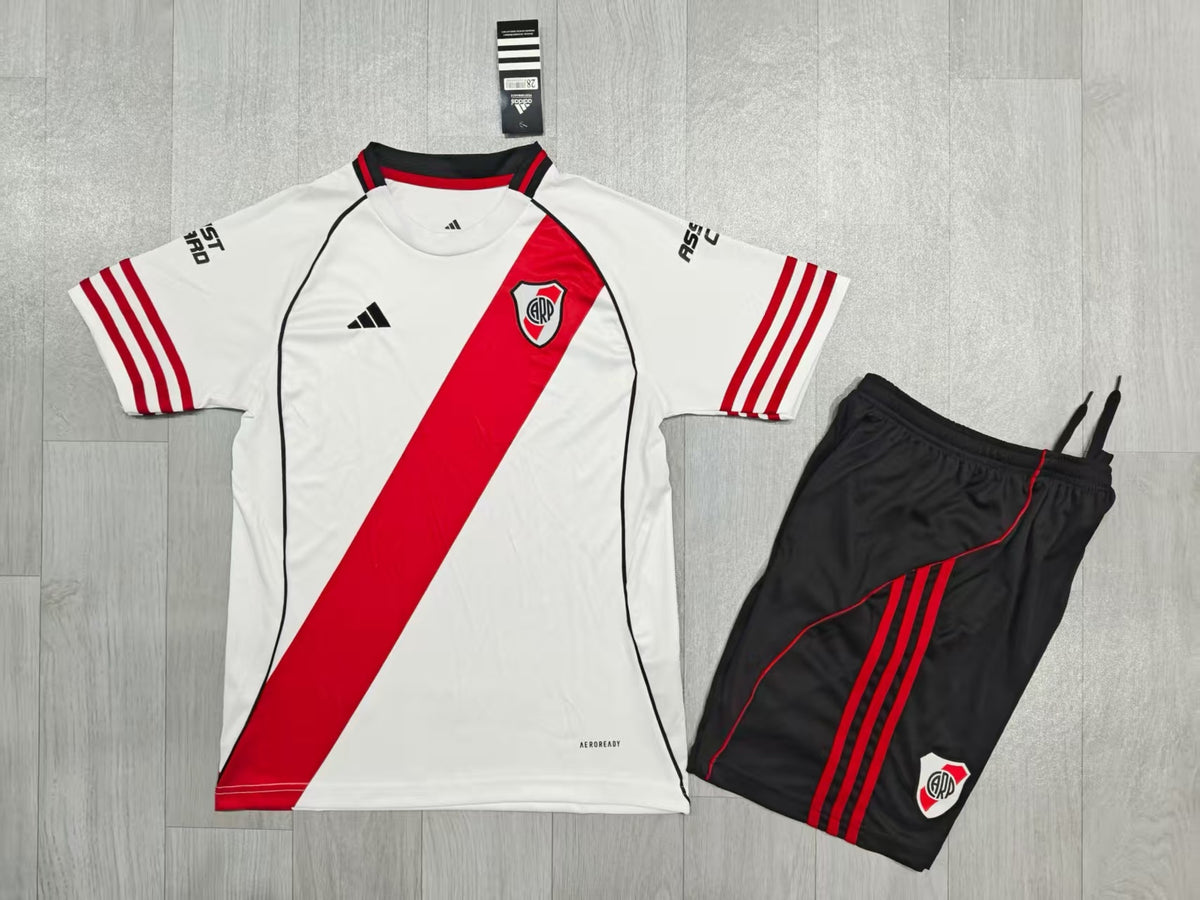 KIDS River Plate 2025-2026 Home Kit (White/Red/Black)
