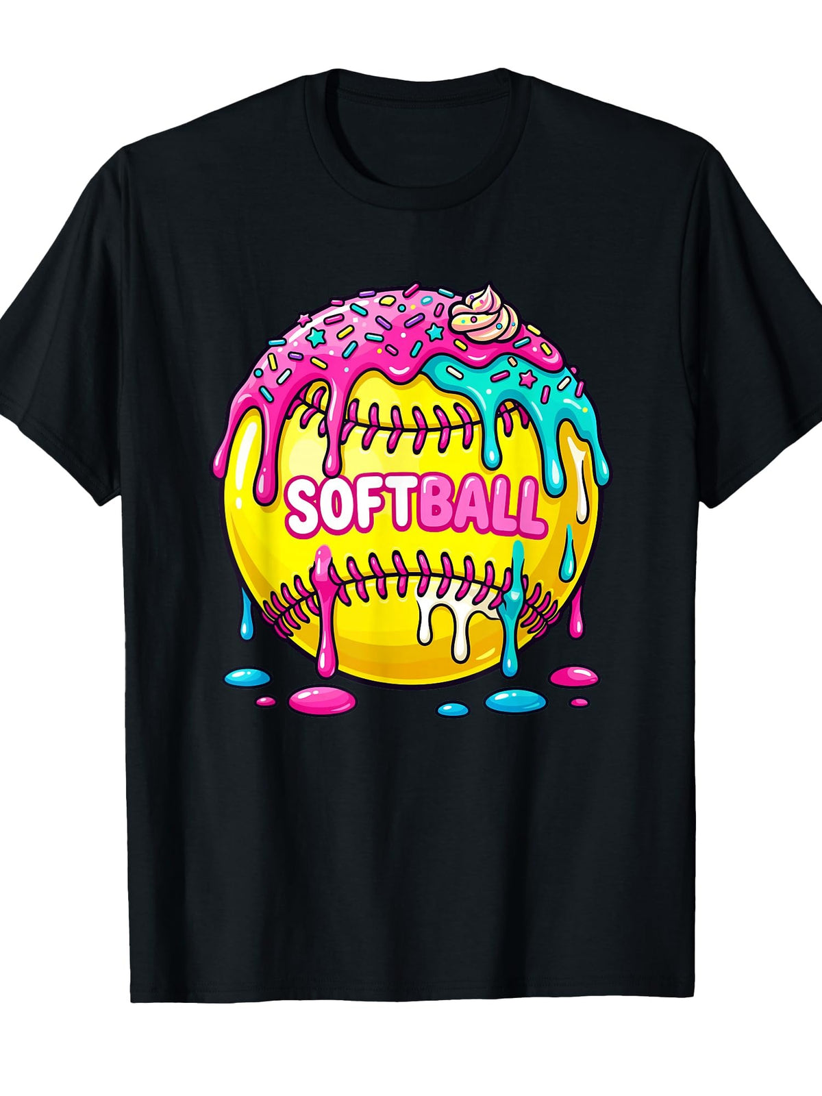 Softball Drip Splash Sports Graphic Fastpitch Game Day Vibes T-Shirt