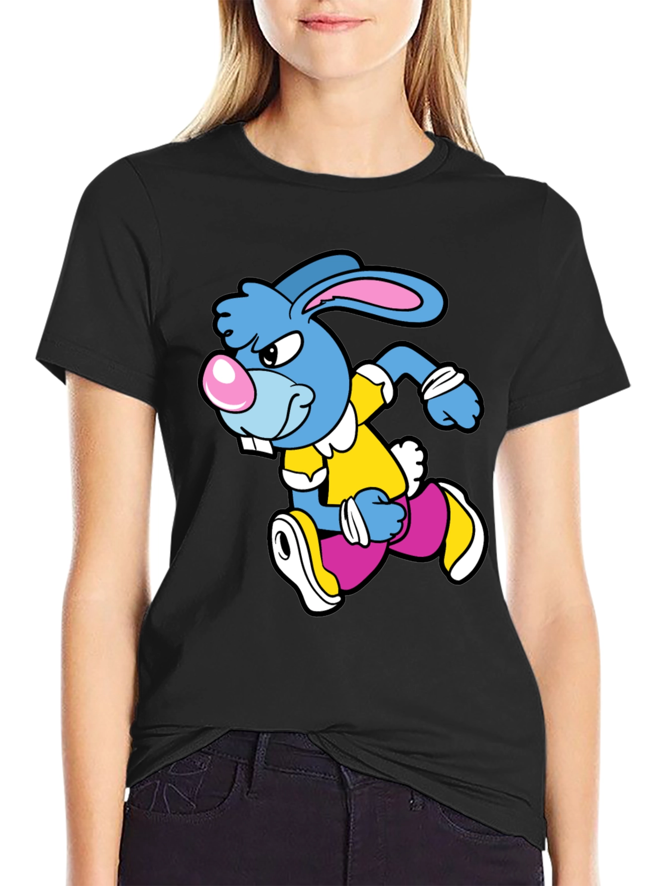 Cartoon Running Rabbit Graphic T-Shirt